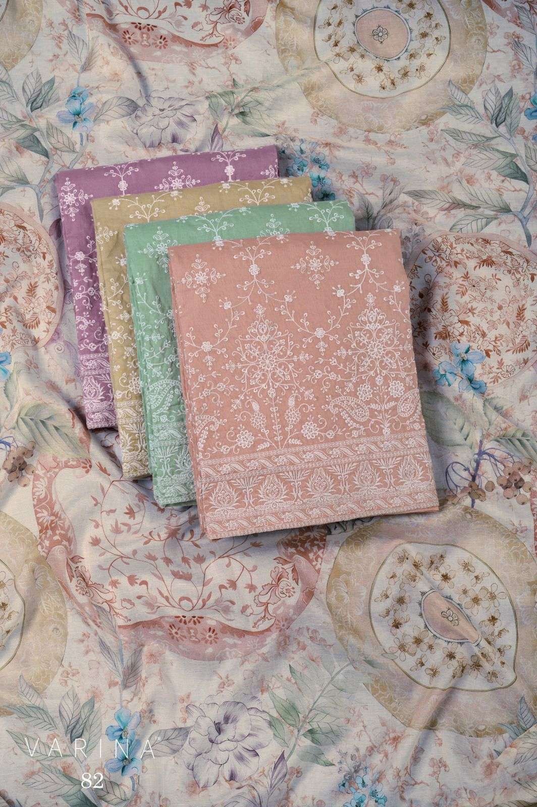 VARINA FAB D NO 82 LAWN COTTON EMBROIDERY DESIGNER WORK SUITS 