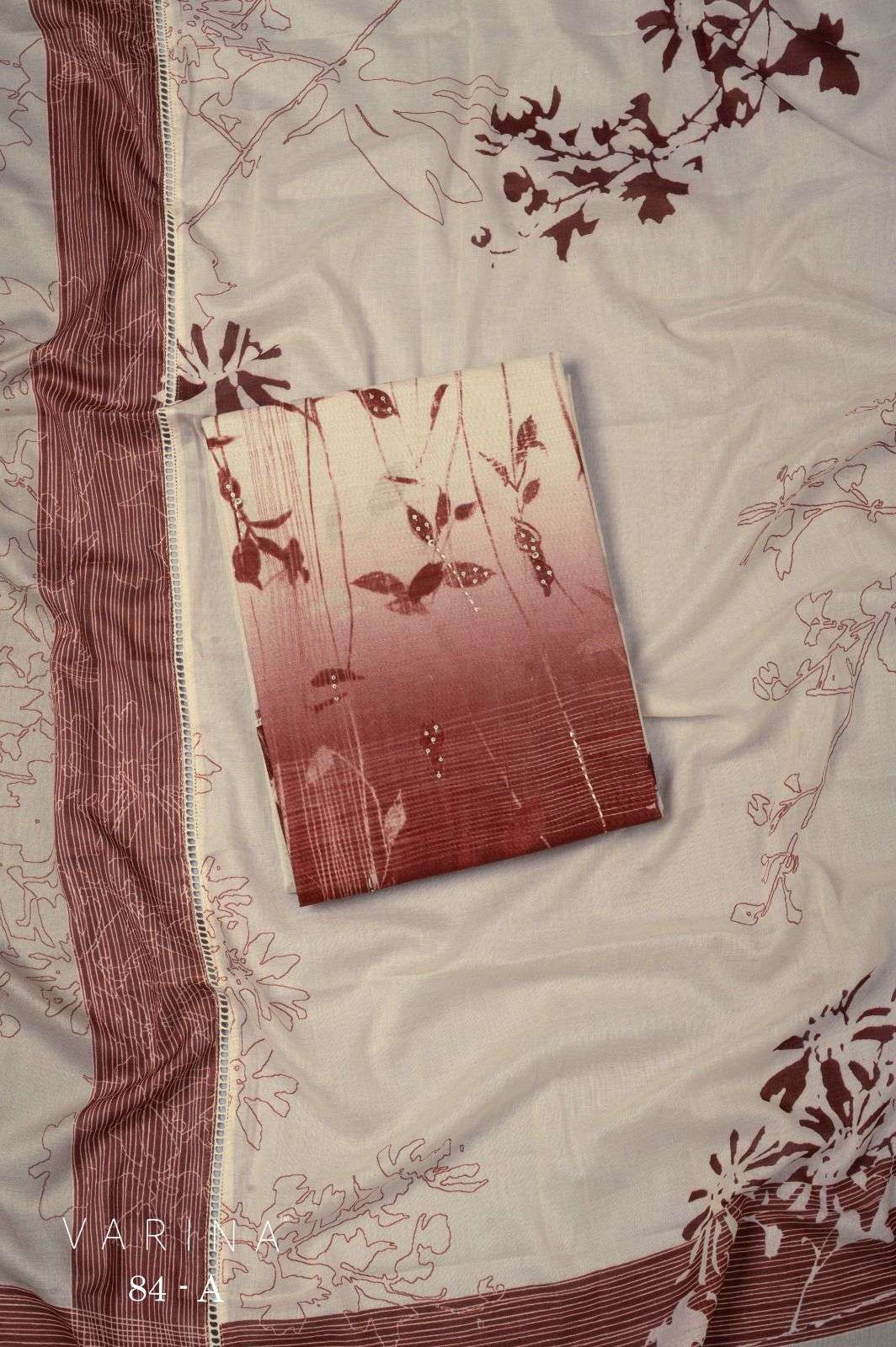 VARINA FAB D NO 84 COTTON DIGITAL PRINT WITH HAND WORK DESIGNER SUIT