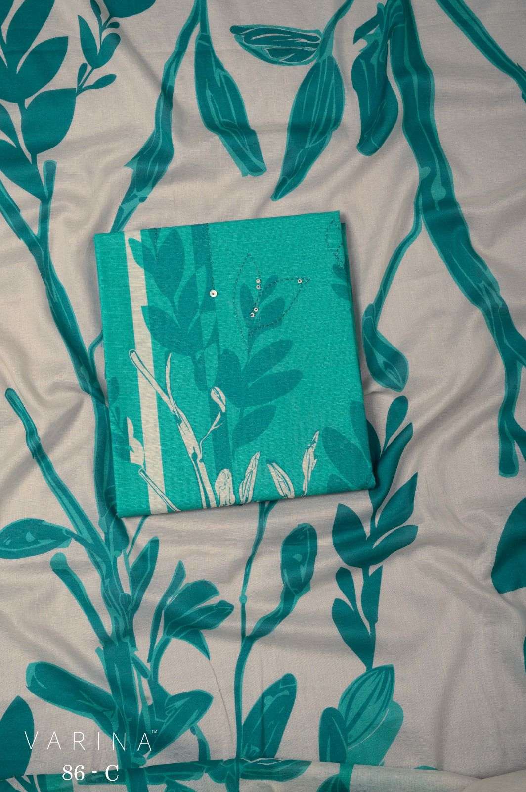 VARINA FAB D NO 86 COTTON DIGITAL PRINT WITH HAND WORK DESIGNER SUIT