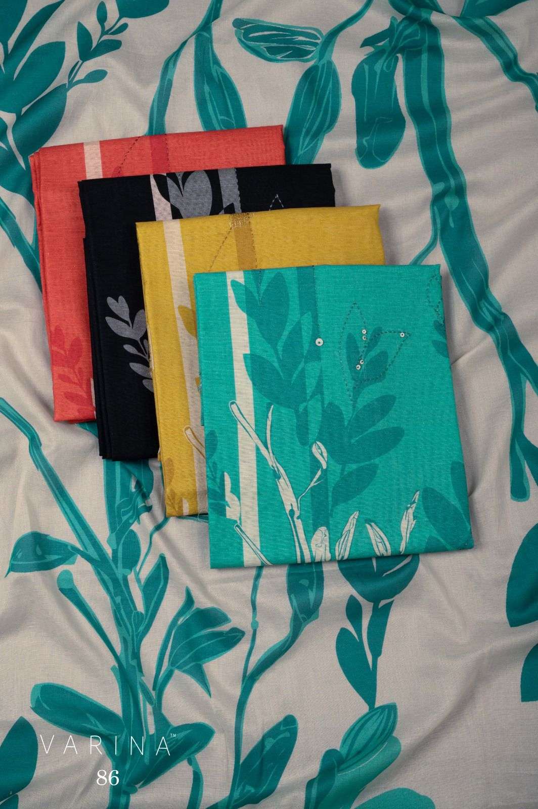 VARINA FAB D NO 86 COTTON DIGITAL PRINT WITH HAND WORK DESIGNER SUIT