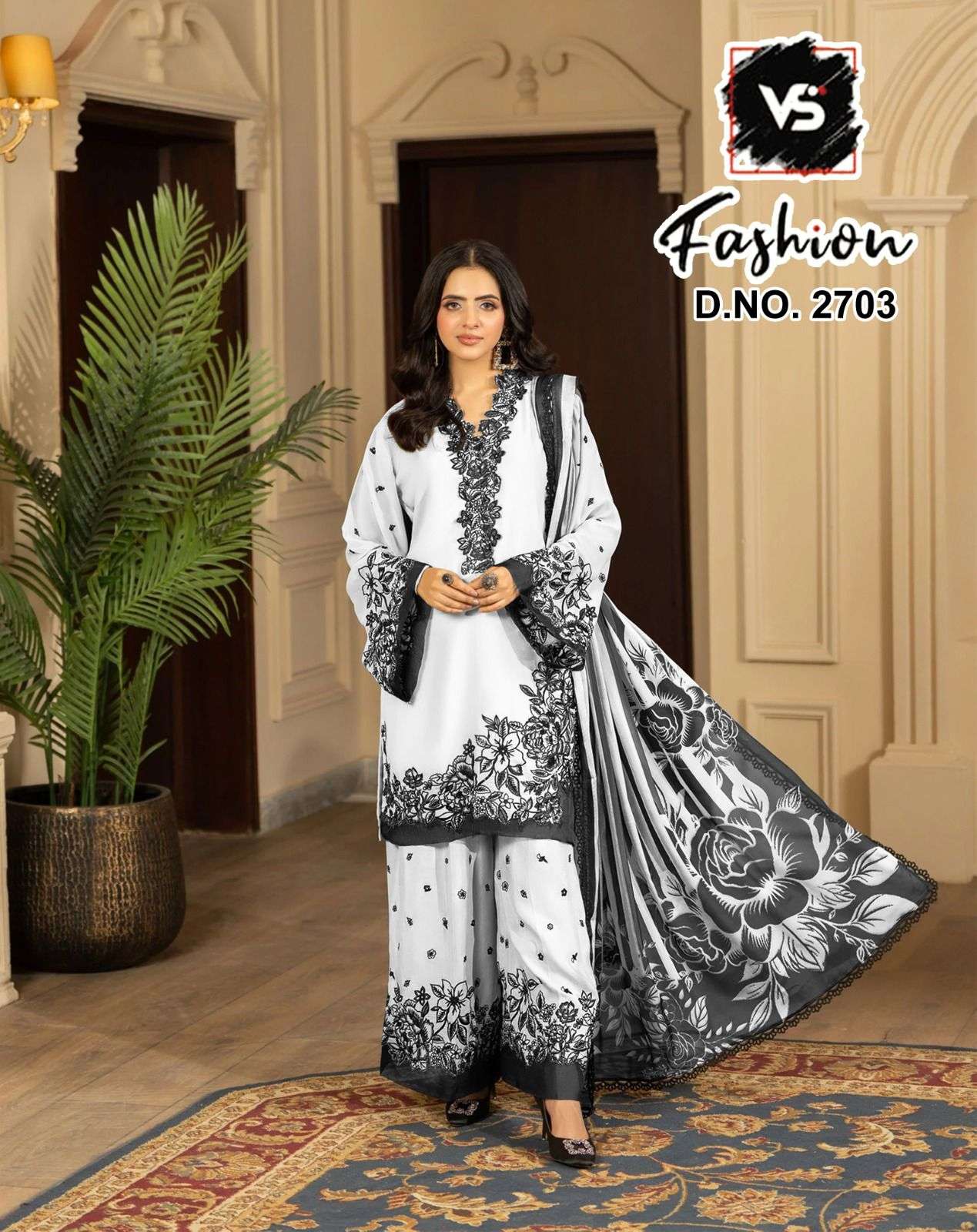 VS FASHION D NO 2703 RAYON SATIN BEAUTIFUL EMBROIDERY DESIGNER READY MADE SUIT