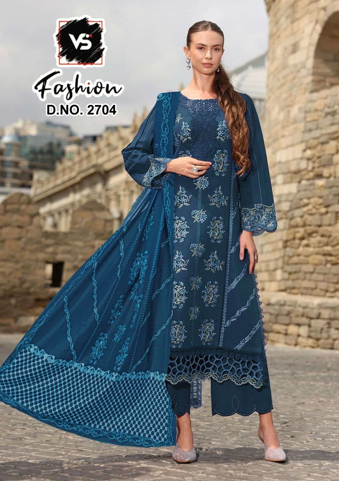 VS FASHION D NO 2704 SATIN BEAUTIFUL PAKISTANI SUITS AT DESIGNER LOOK SUIT