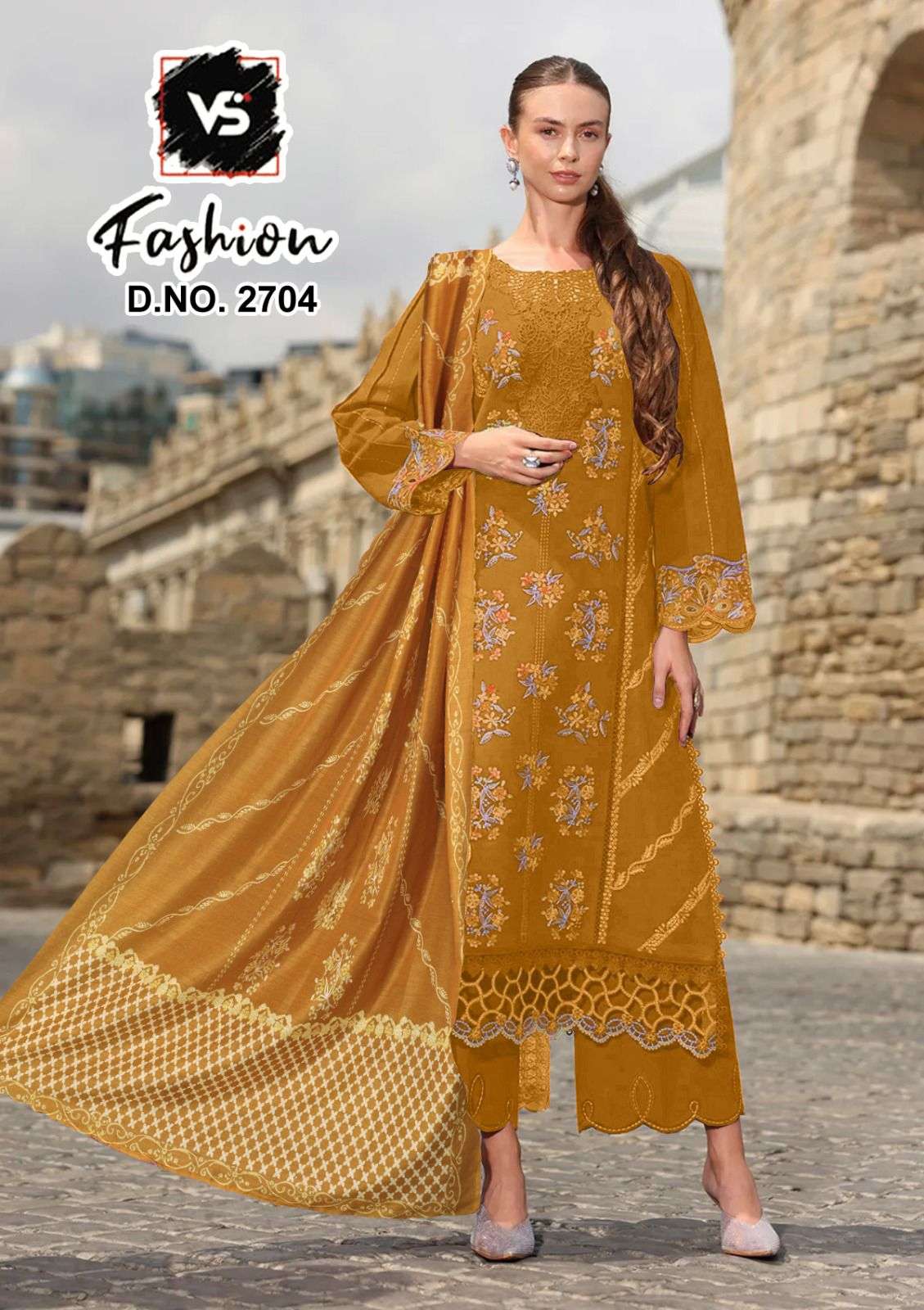 VS FASHION D NO 2704 SATIN BEAUTIFUL PAKISTANI SUITS AT DESIGNER LOOK SUIT