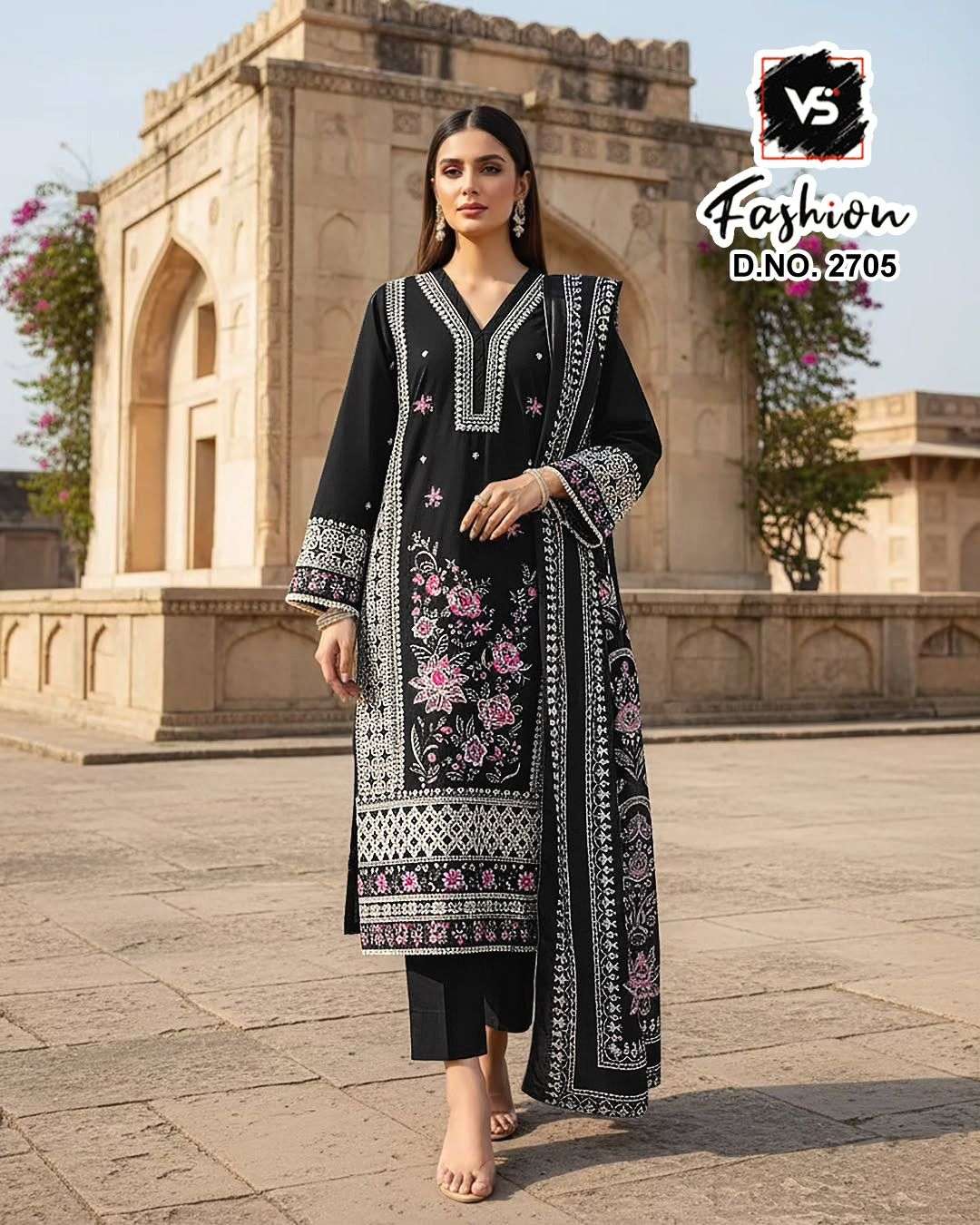 VS FASHION D NO  2705 RAYON DIGITAL PRINT WITH HEAVY EMBROIDERY DESINER READY MADE PAKISTANI SUIT