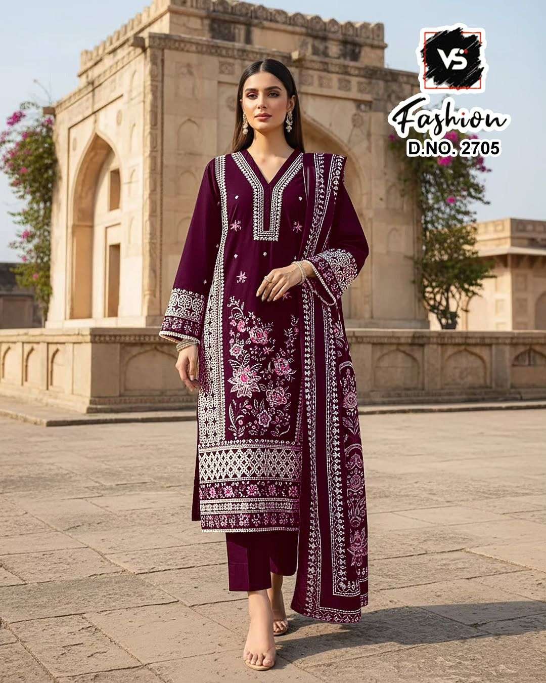 VS FASHION D NO  2705 RAYON DIGITAL PRINT WITH HEAVY EMBROIDERY DESINER READY MADE PAKISTANI SUIT