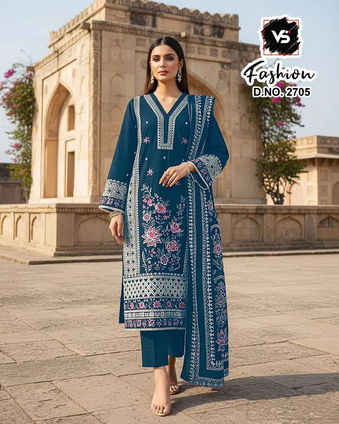VS FASHION D NO  2705 RAYON DIGITAL PRINT WITH HEAVY EMBROIDERY DESINER READY MADE PAKISTANI SUIT