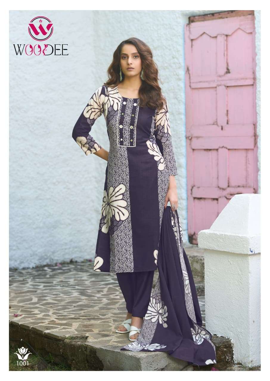 WOODEE TANYA VISCOSE FANCY PRINT LADIES KURTI PANT WITH DUPATTA SET 