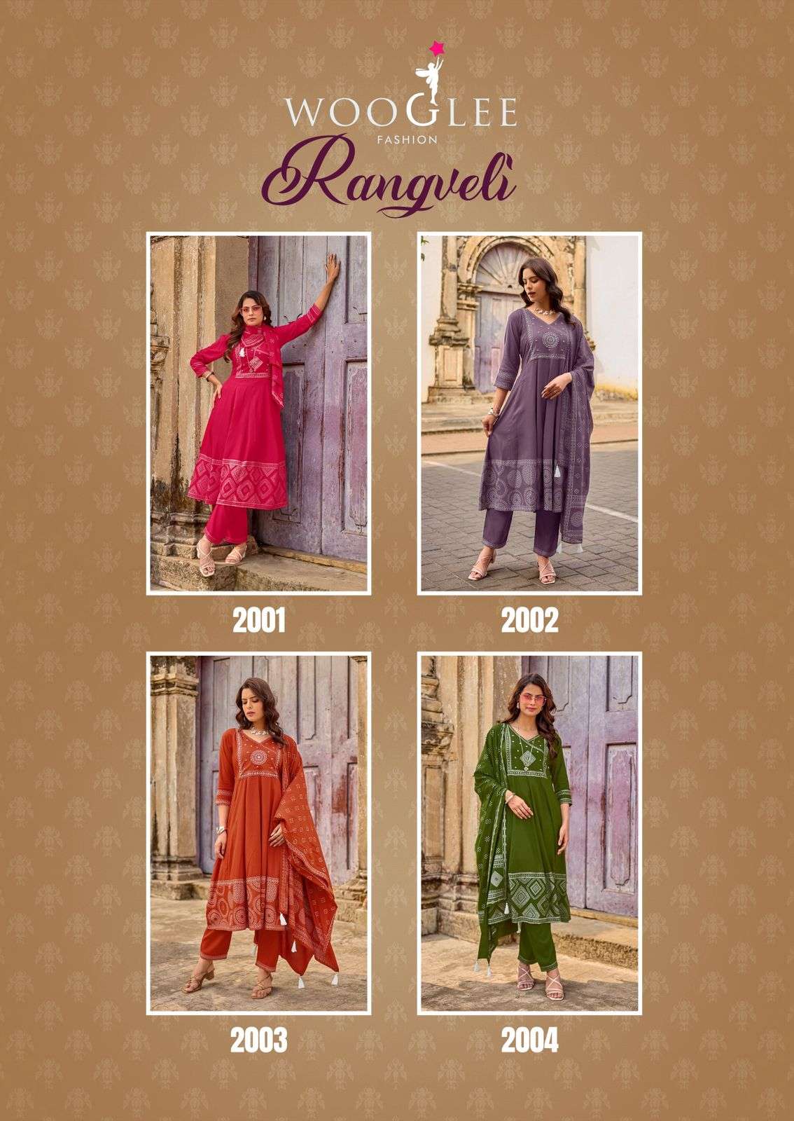WOOGLEE RANGVELI RAYON PRINT FANCY WORK LADIES 3PIECE SET COLLECTION 