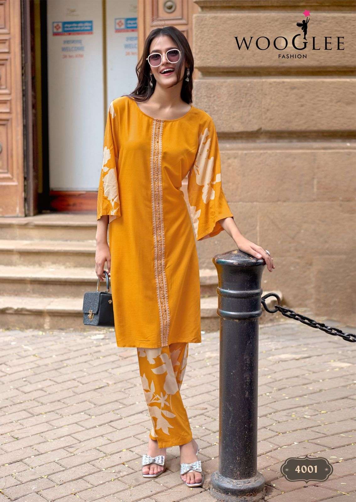 WOOGLEE YANAA RAYON FANCY WORKS LADIES KURTI WITH BOTTOM PAIR 