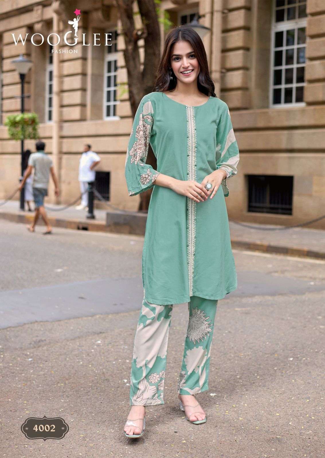 WOOGLEE YANAA RAYON FANCY WORKS LADIES KURTI WITH BOTTOM PAIR 