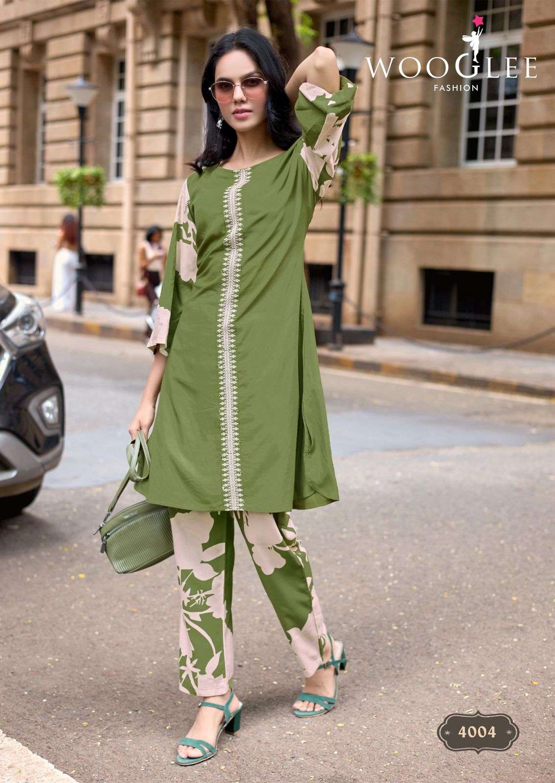 WOOGLEE YANAA RAYON FANCY WORKS LADIES KURTI WITH BOTTOM PAIR 
