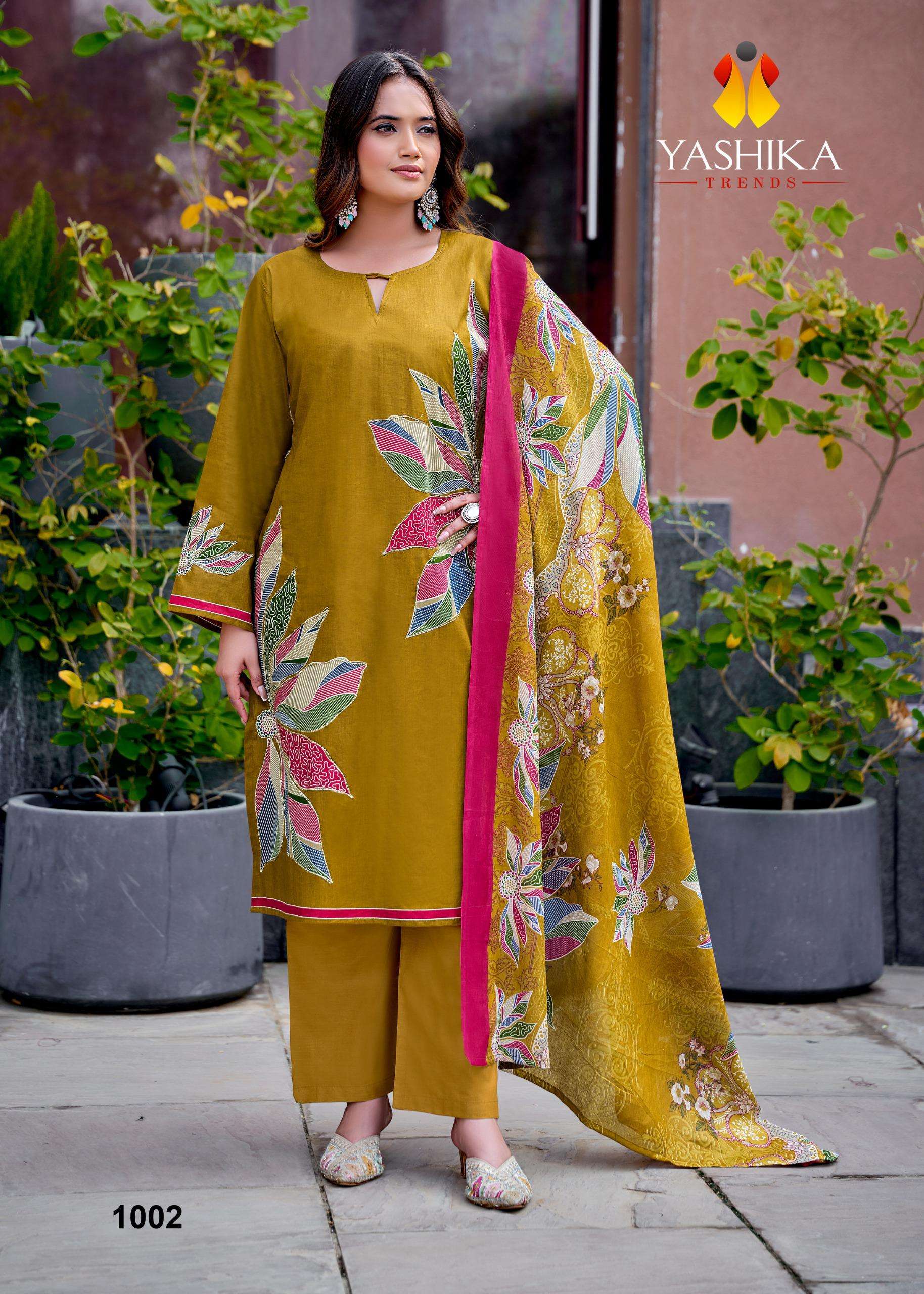 YASHIKA TRENDS ANAYISHA COTTON DIGITAL PRINT WITH FANCY WORK SUIT