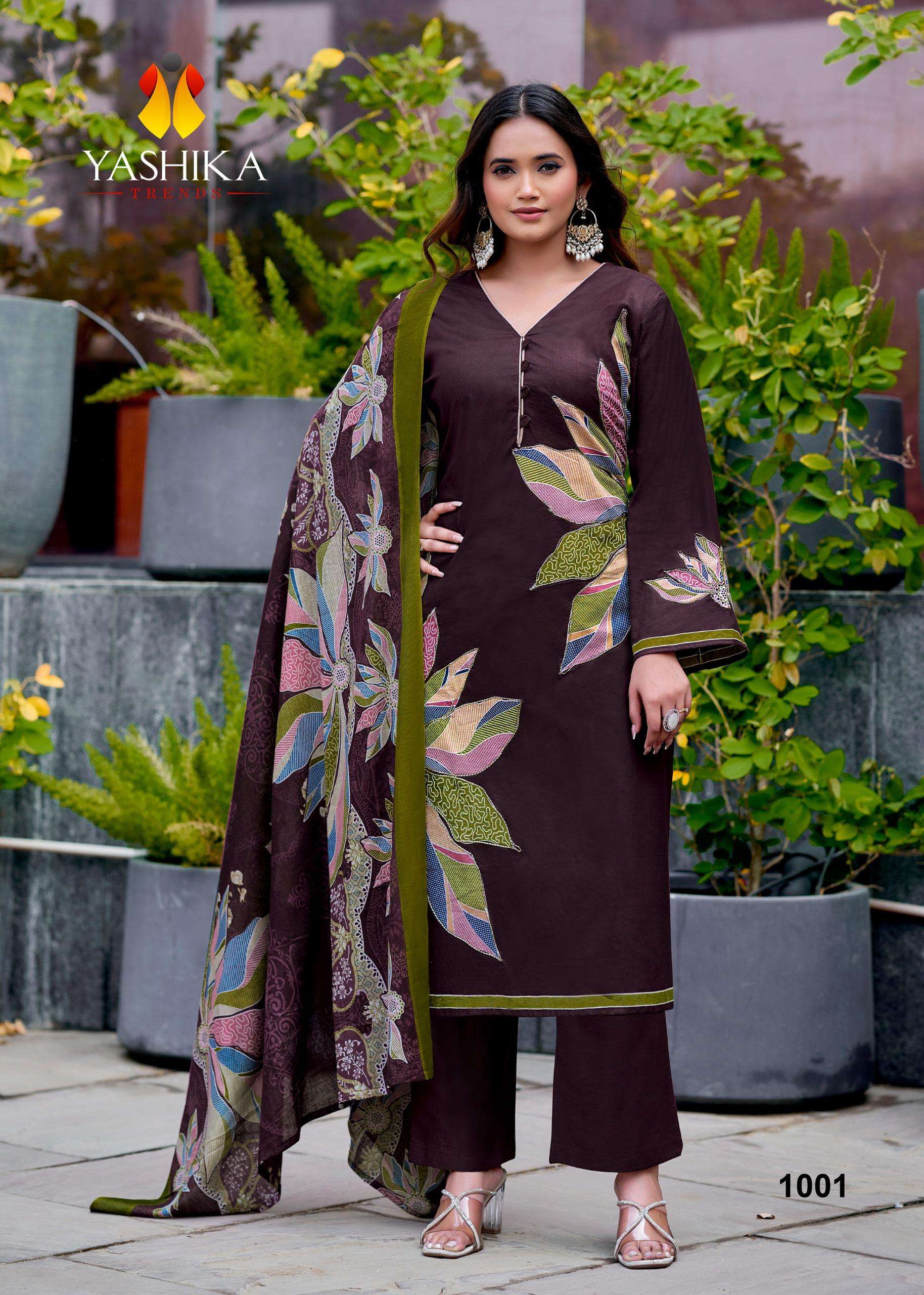 YASHIKA TRENDS ANAYISHA COTTON DIGITAL PRINT WITH FANCY WORK SUIT