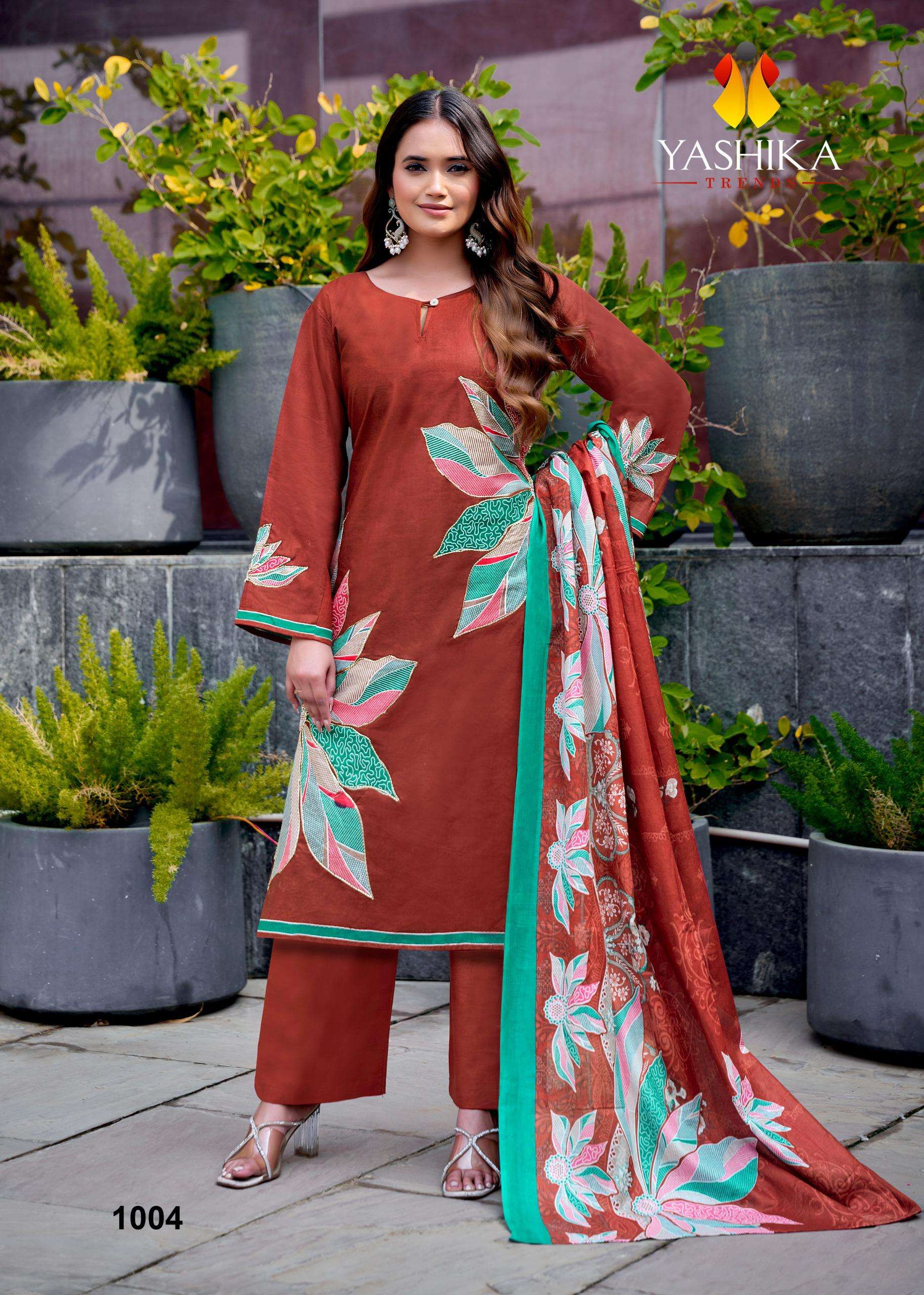 YASHIKA TRENDS ANAYISHA COTTON DIGITAL PRINT WITH FANCY WORK SUIT