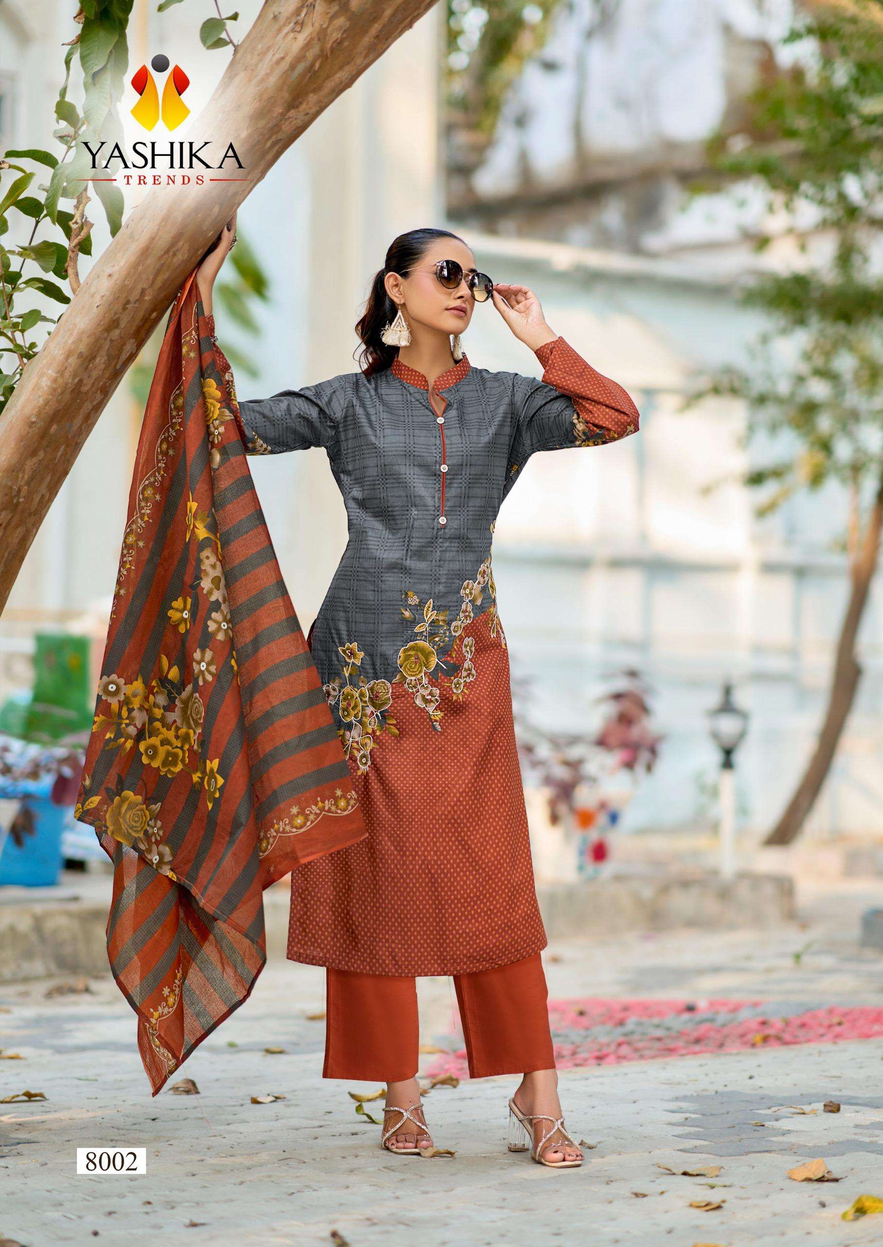 YASHIKA TRENDS DUA VOL 8 COTTON DIGITAL PRINTS WITH FANCY WORK SUIT