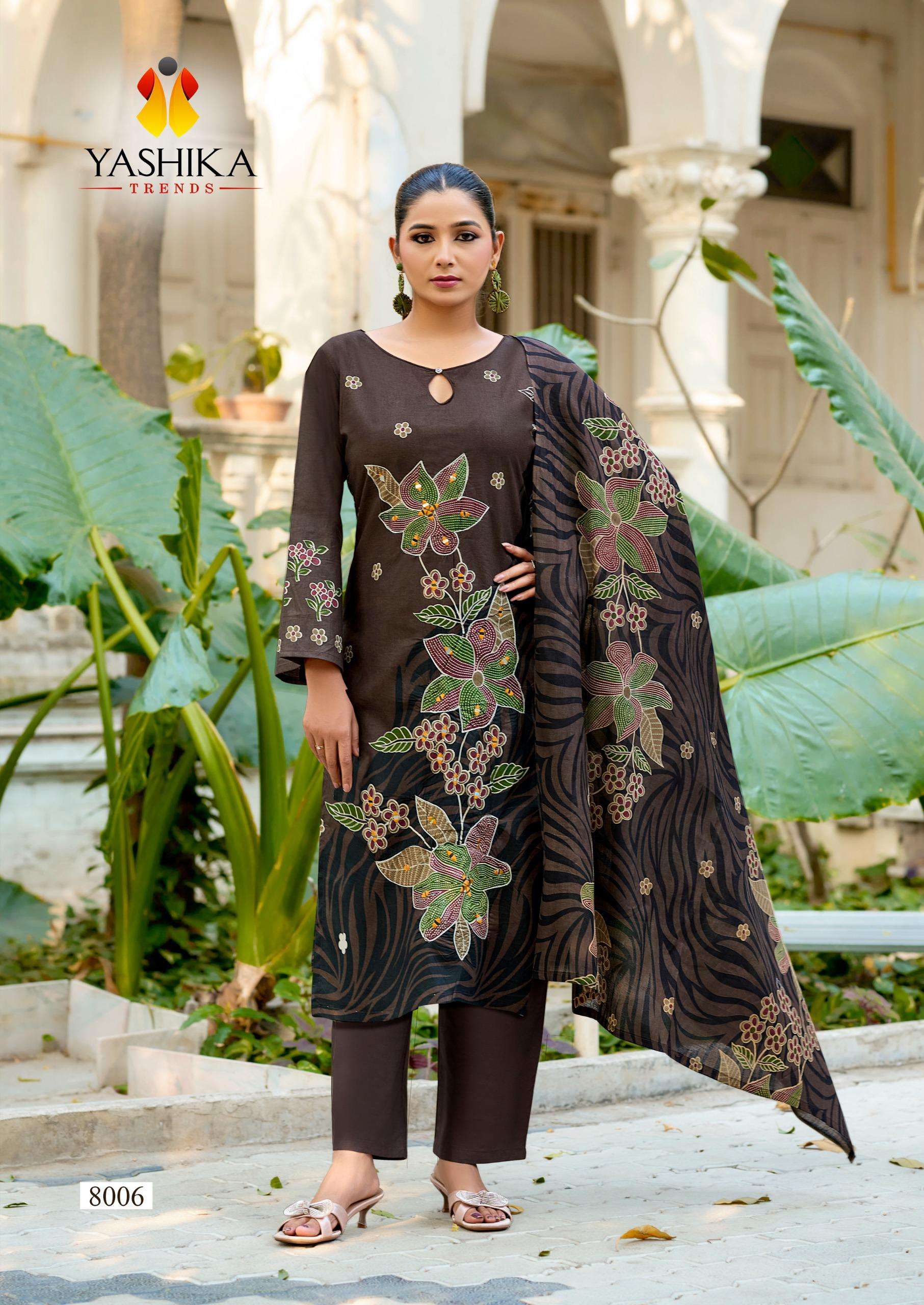 YASHIKA TRENDS DUA VOL 8 COTTON DIGITAL PRINTS WITH FANCY WORK SUIT