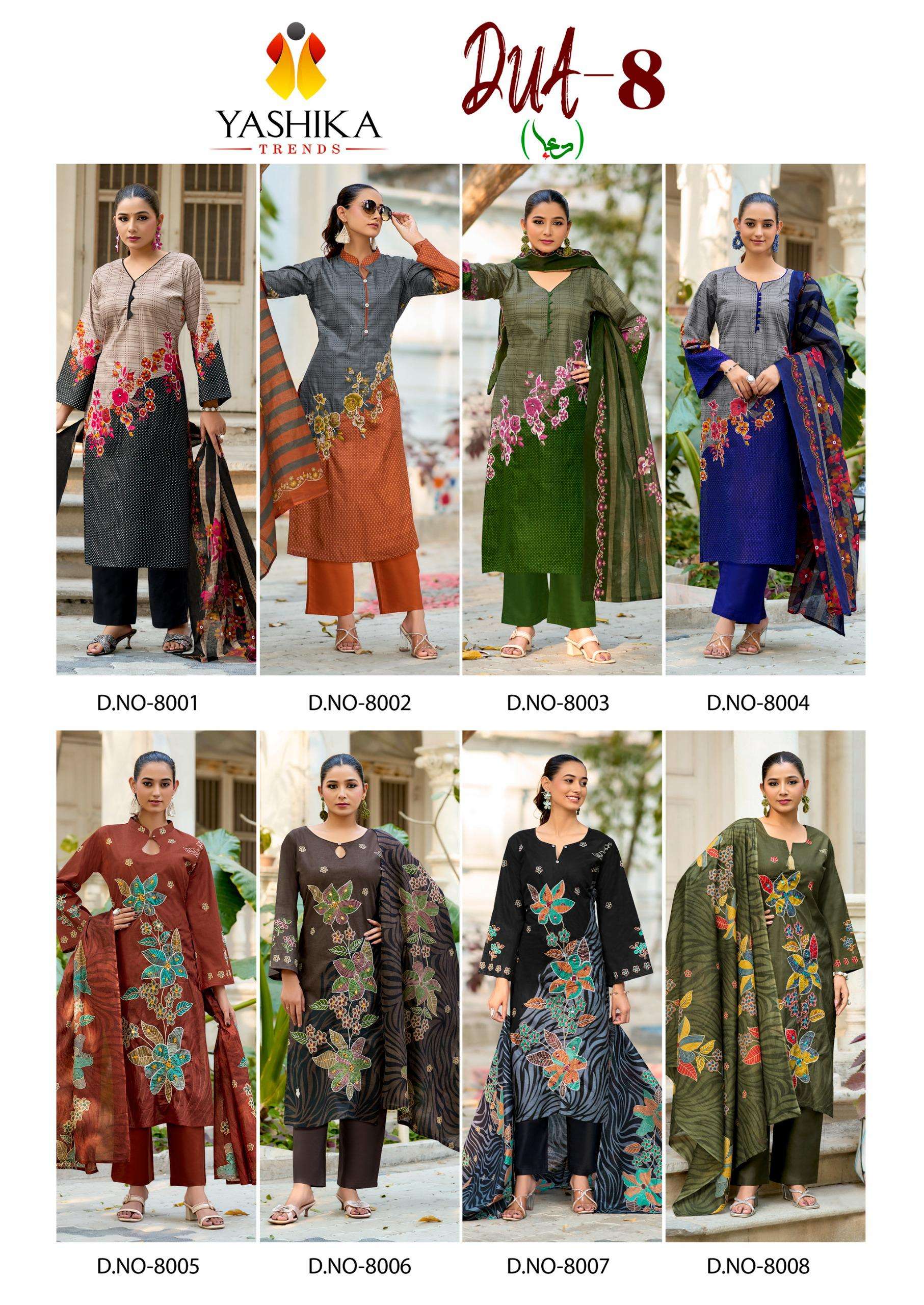 YASHIKA TRENDS DUA VOL 8 COTTON DIGITAL PRINTS WITH FANCY WORK SUIT
