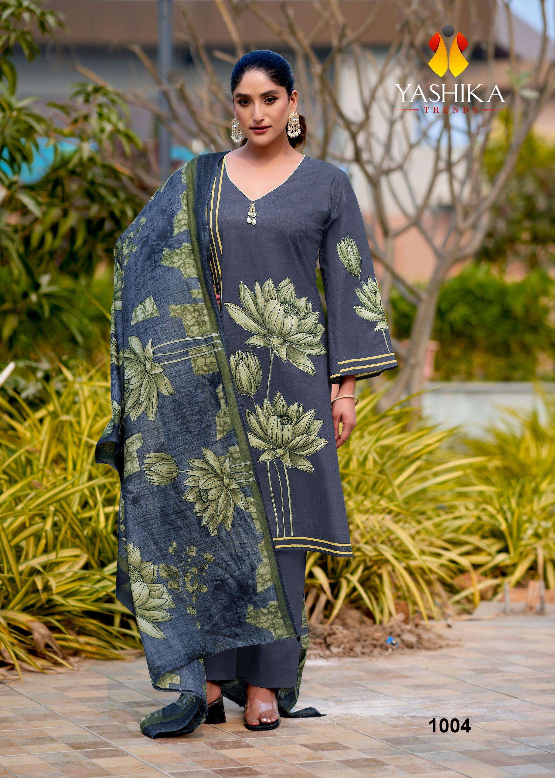 YASHIKA TRENDS MAYISHA  COTTON DIGITAL PRINTS WITH FANCY WORK SUITS 