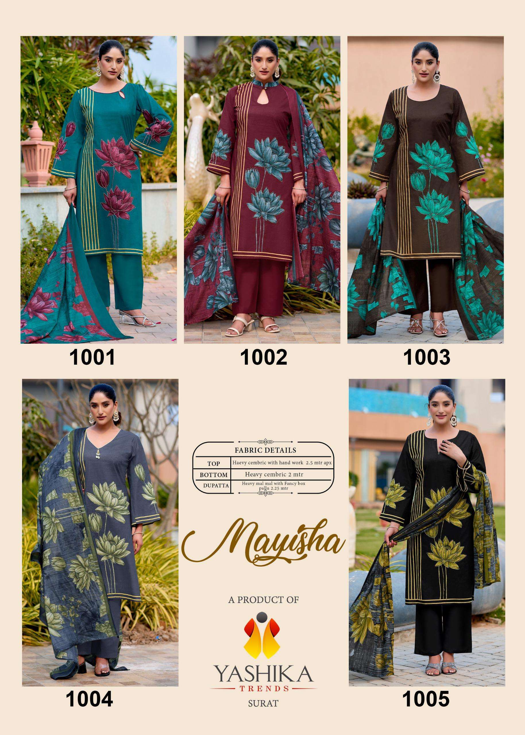 YASHIKA TRENDS MAYISHA  COTTON DIGITAL PRINTS WITH FANCY WORK SUITS 