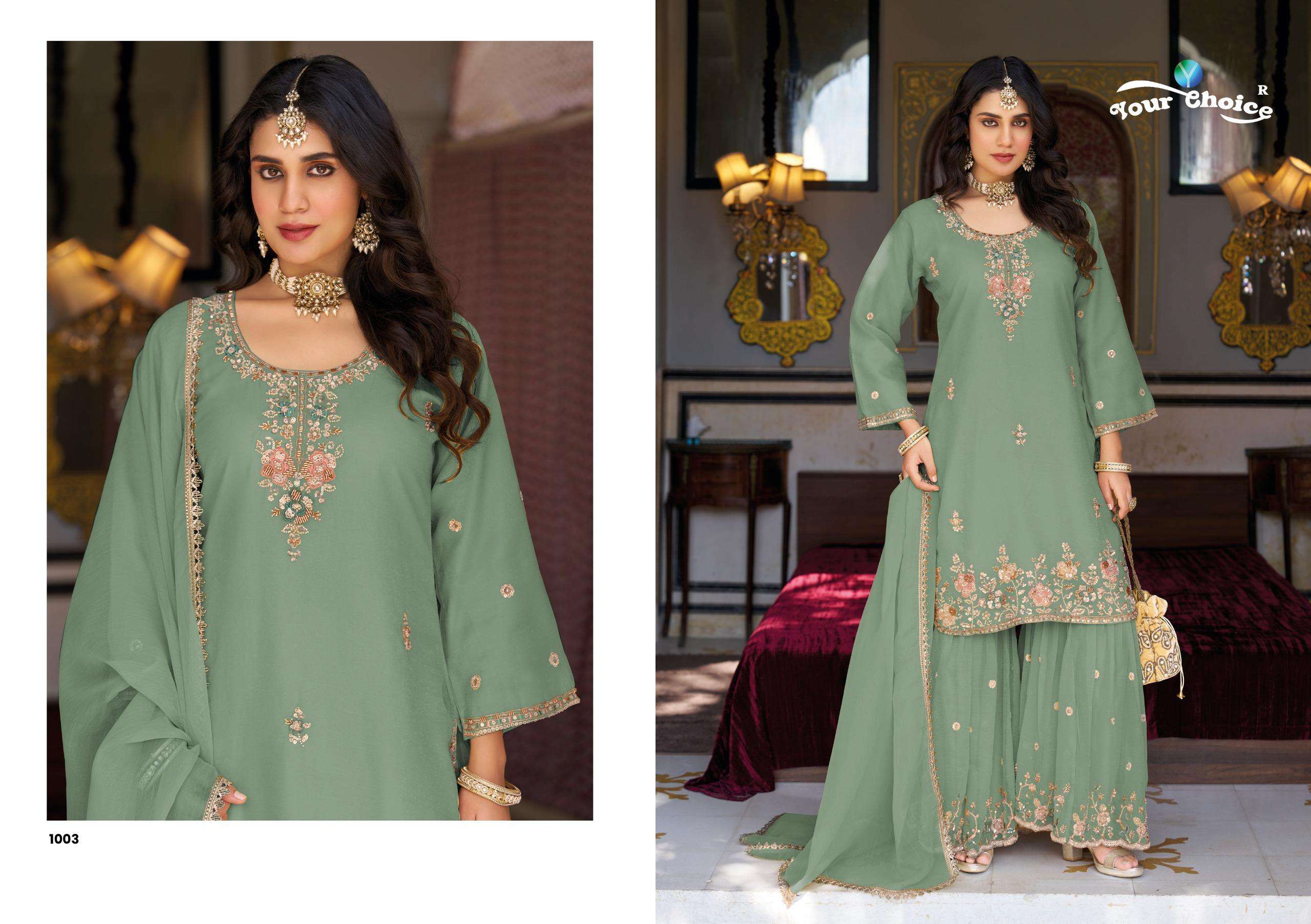 YOUR CHOICE CLASSIC SILK HEAVY EMBROIDERD DESIGNER PARTY WEAR LADIES SUIT