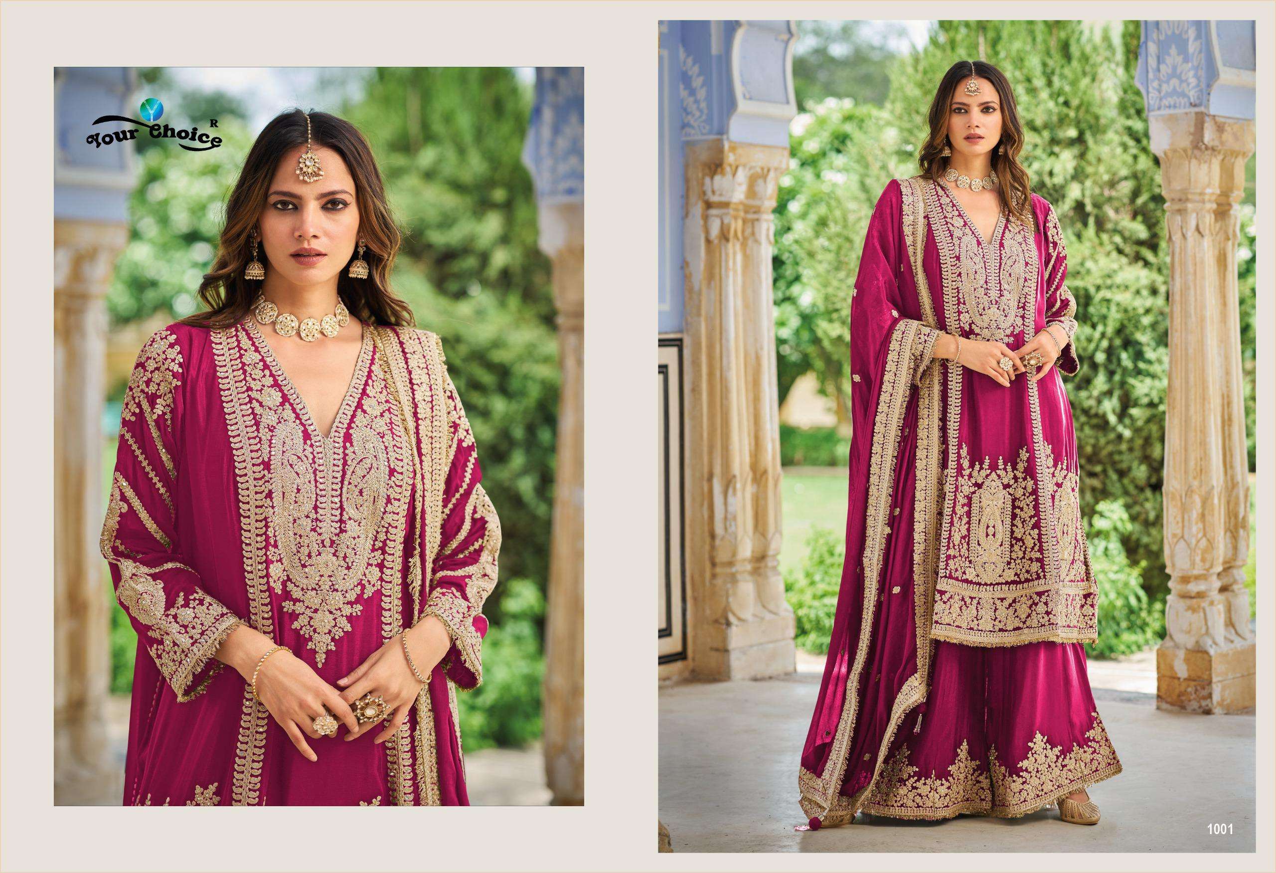 YOUR CHOICE FLORA CHINON HEAVY EMBROIDERED DESIGNER WEDDING WEAR SUIT
