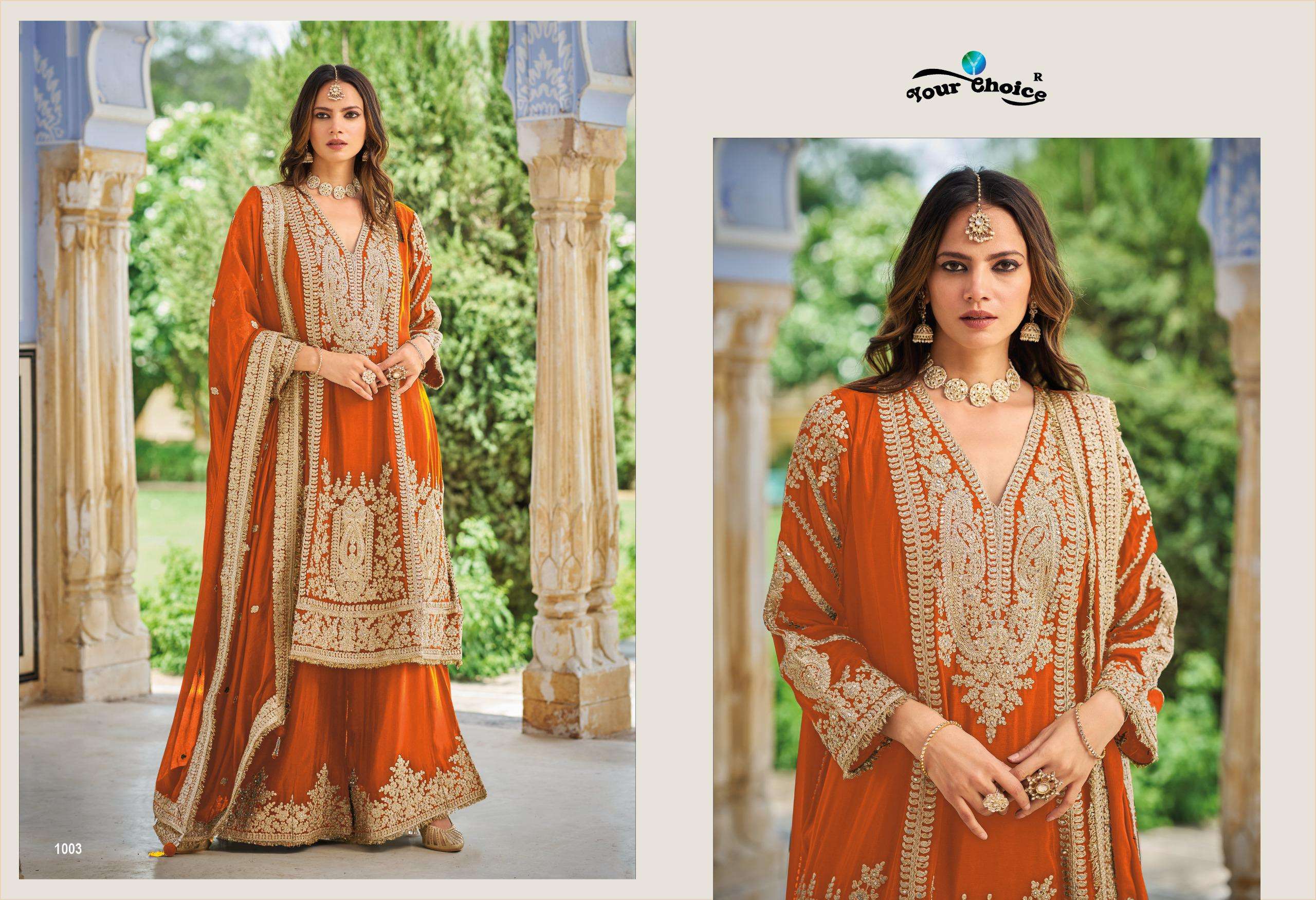 YOUR CHOICE FLORA CHINON HEAVY EMBROIDERED DESIGNER WEDDING WEAR SUIT