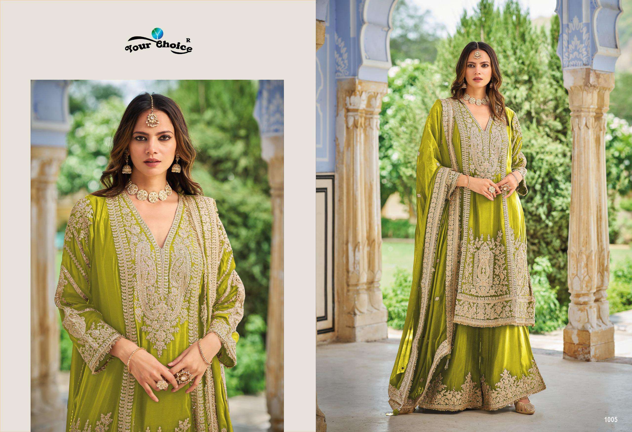 YOUR CHOICE FLORA CHINON HEAVY EMBROIDERED DESIGNER WEDDING WEAR SUIT
