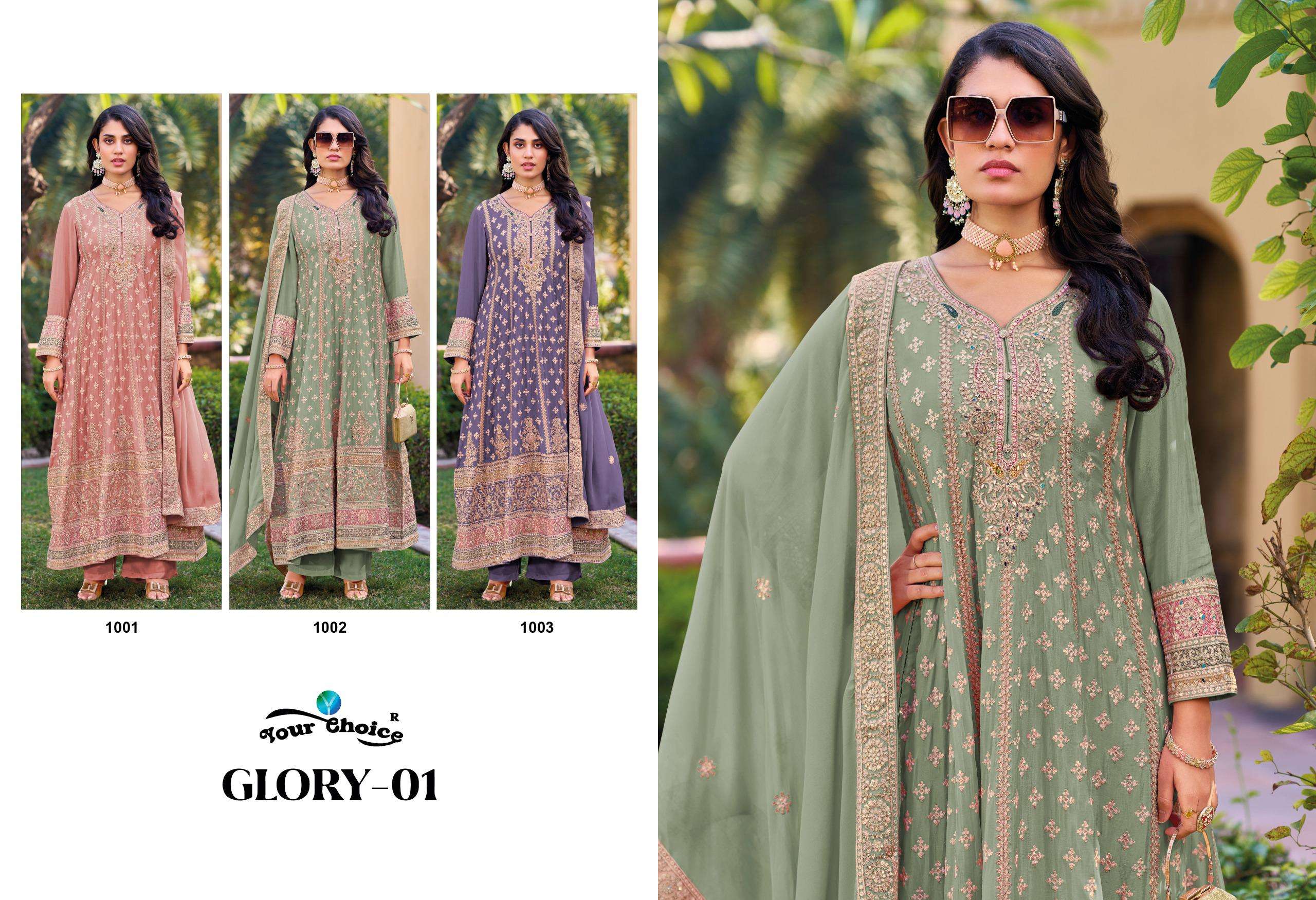 YOUR CHOICE GLORY VOL 1 HEAVY EMBROIDERY DESIGNER PARTY WEAR LADIES SUIT