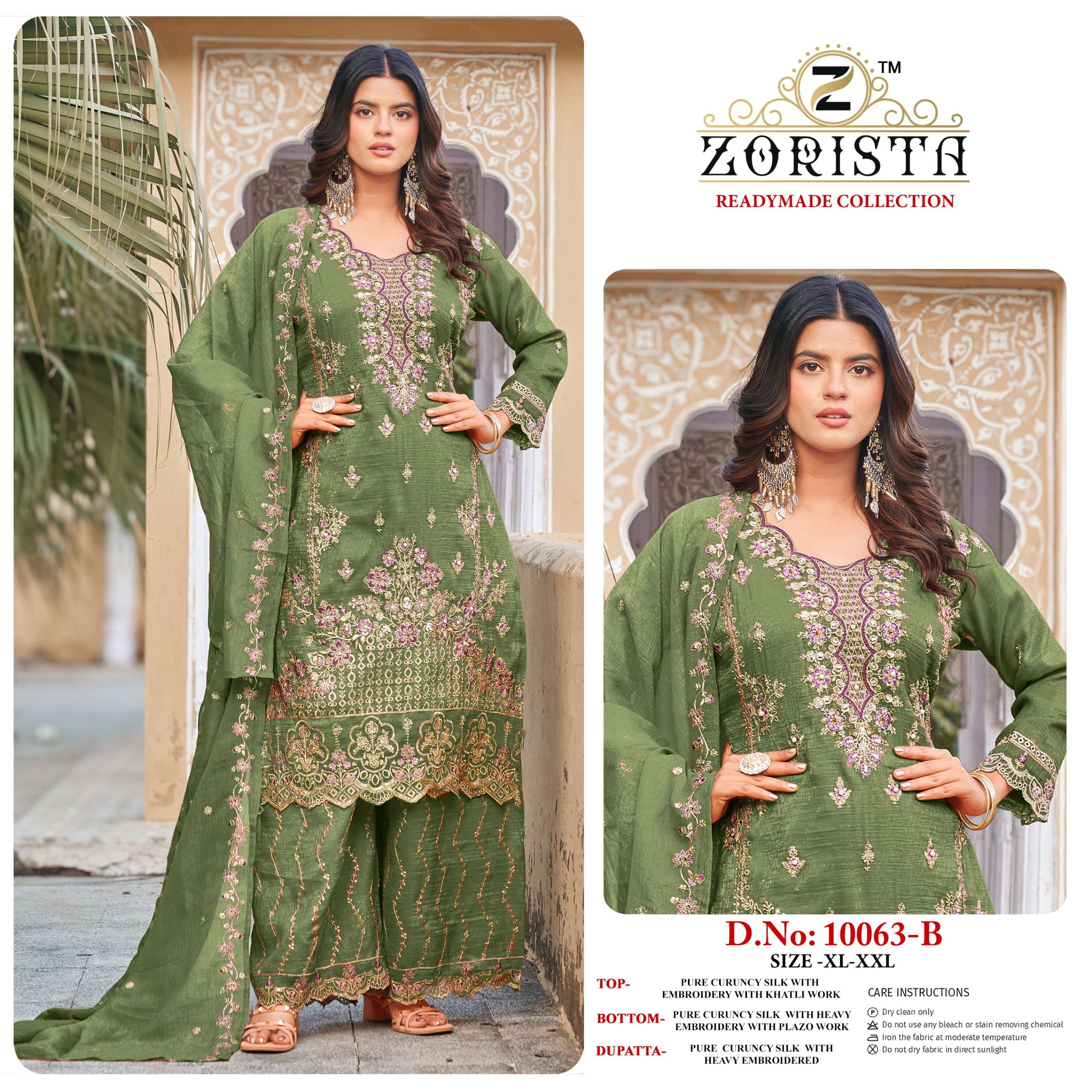 ZORISTA D NO 10063 SILK WITH HEAVY EMBROIDERY DESIGNER WEDDING WEAR LADIES SUIT