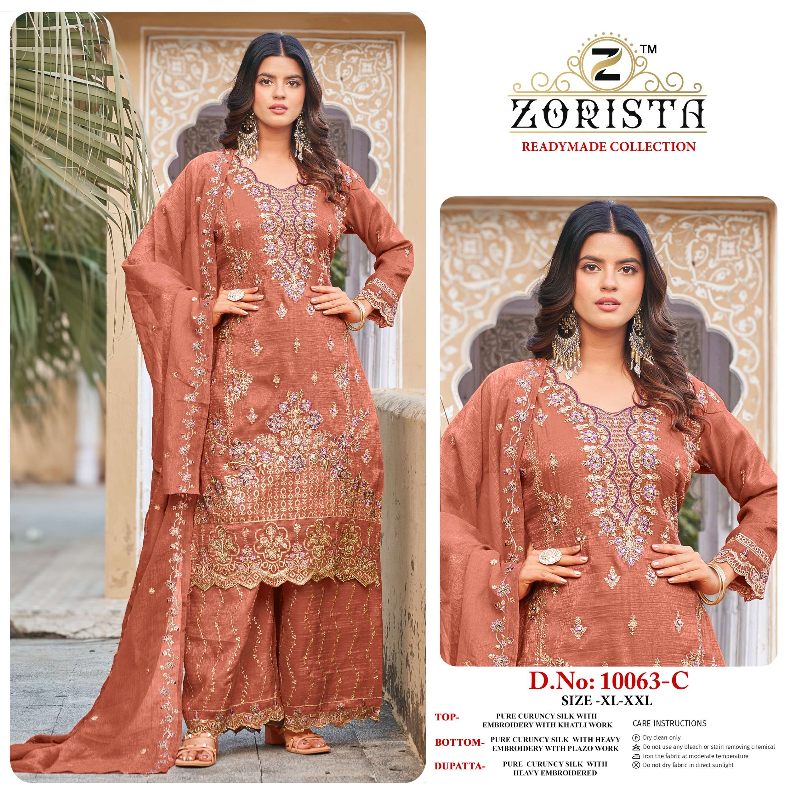 ZORISTA D NO 10063 SILK WITH HEAVY EMBROIDERY DESIGNER WEDDING WEAR LADIES SUIT