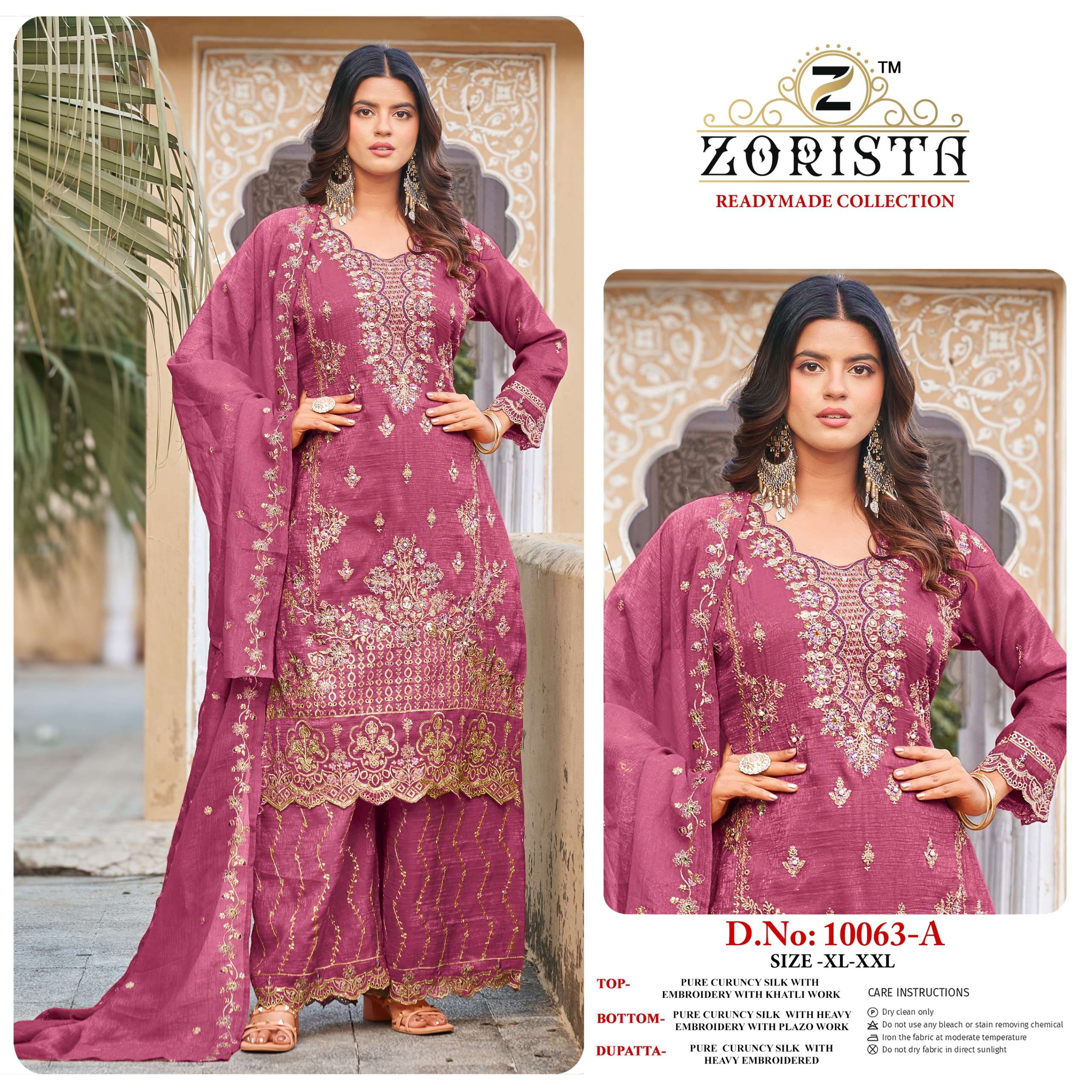 ZORISTA D NO 10063 SILK WITH HEAVY EMBROIDERY DESIGNER WEDDING WEAR LADIES SUIT