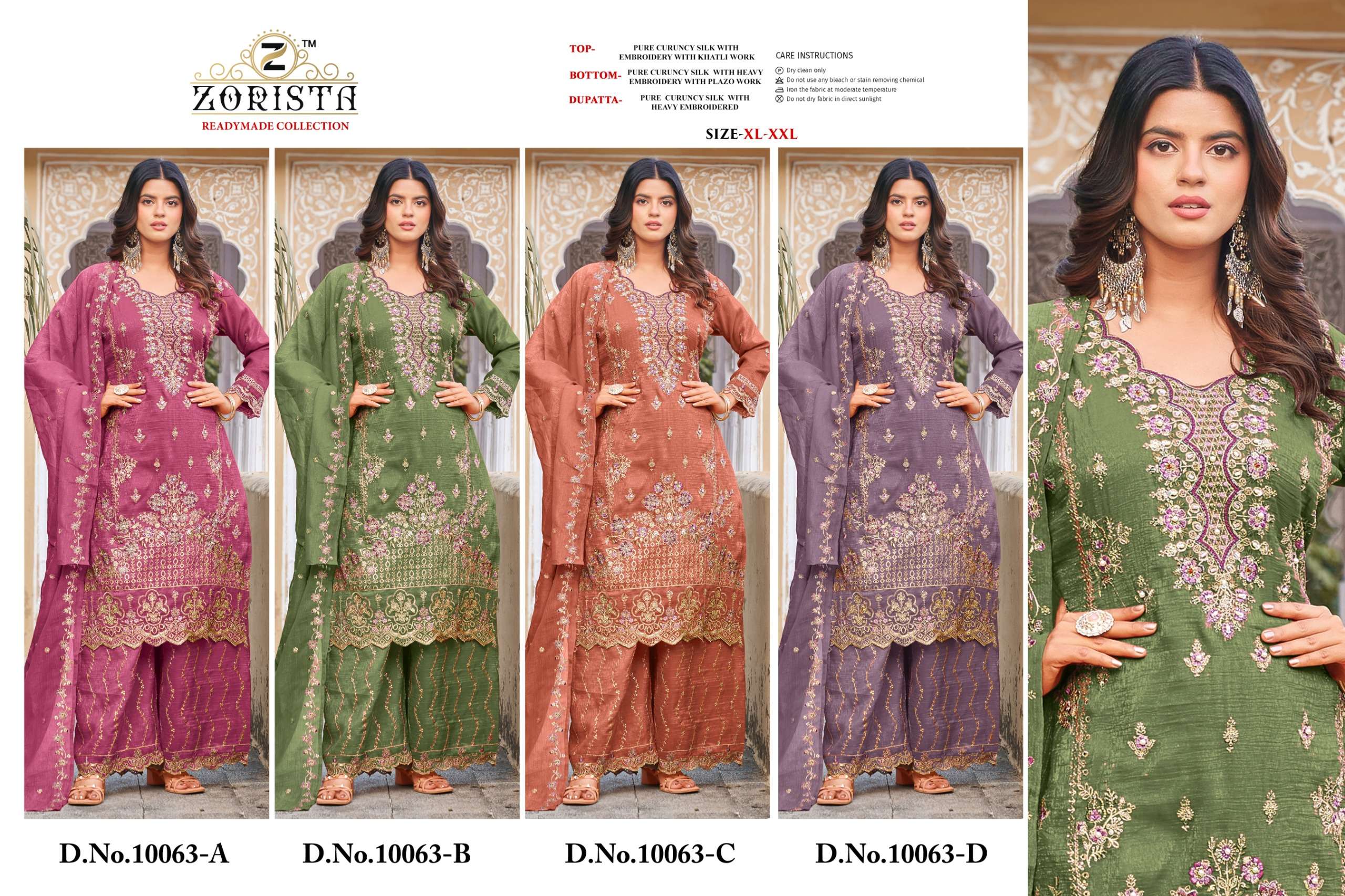 ZORISTA D NO 10063 SILK WITH HEAVY EMBROIDERY DESIGNER WEDDING WEAR LADIES SUIT
