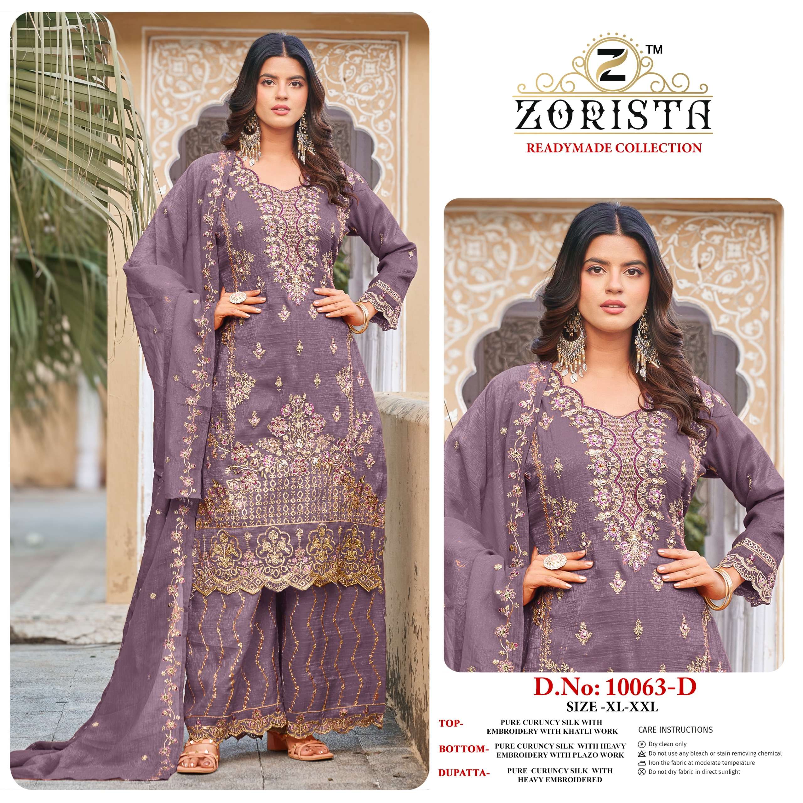 ZORISTA D NO 10063 SILK WITH HEAVY EMBROIDERY DESIGNER WEDDING WEAR LADIES SUIT