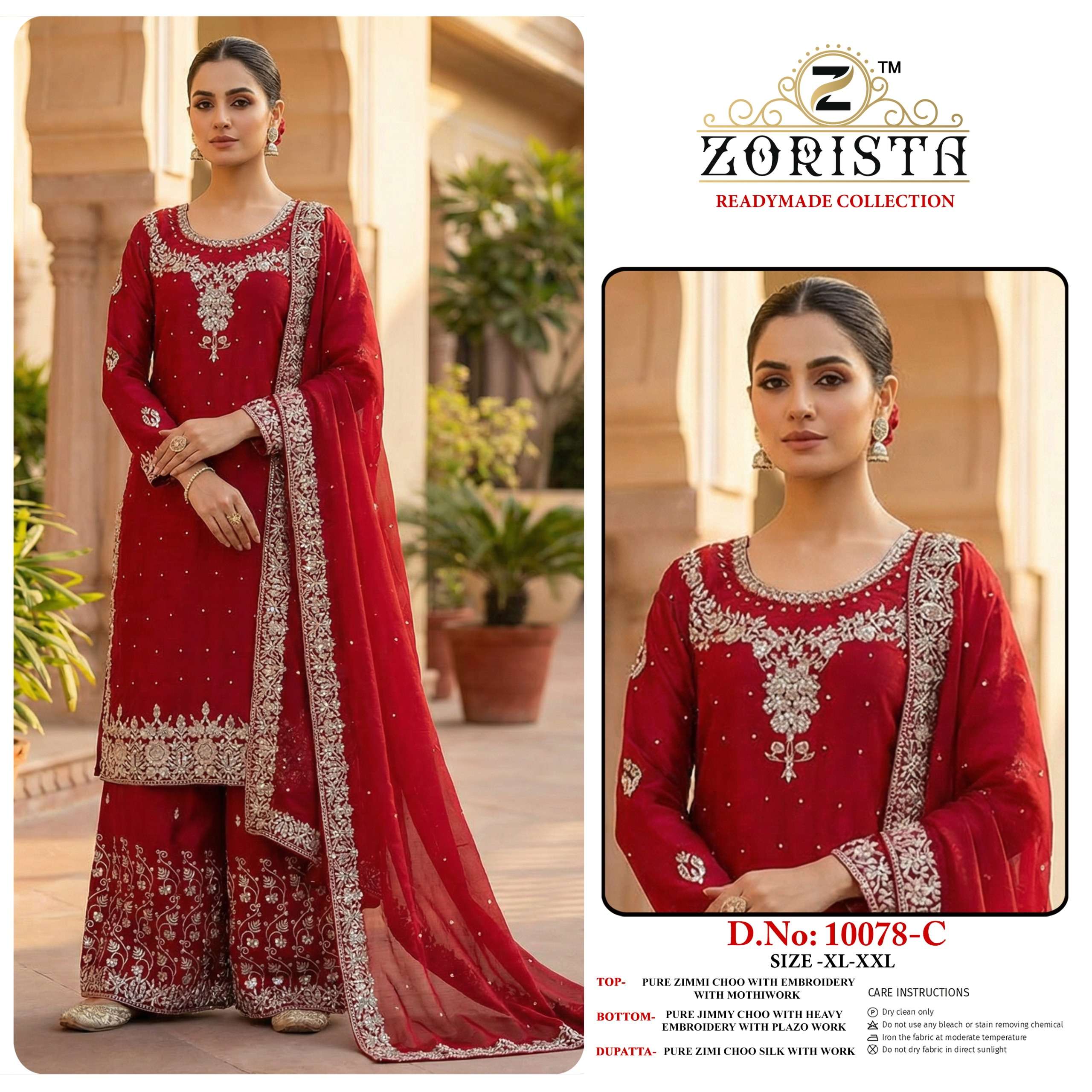 ZORISTA D NO 10078 SILK EMBROIDERY DESIGNER READY MADE PAKISTANI SUITS 