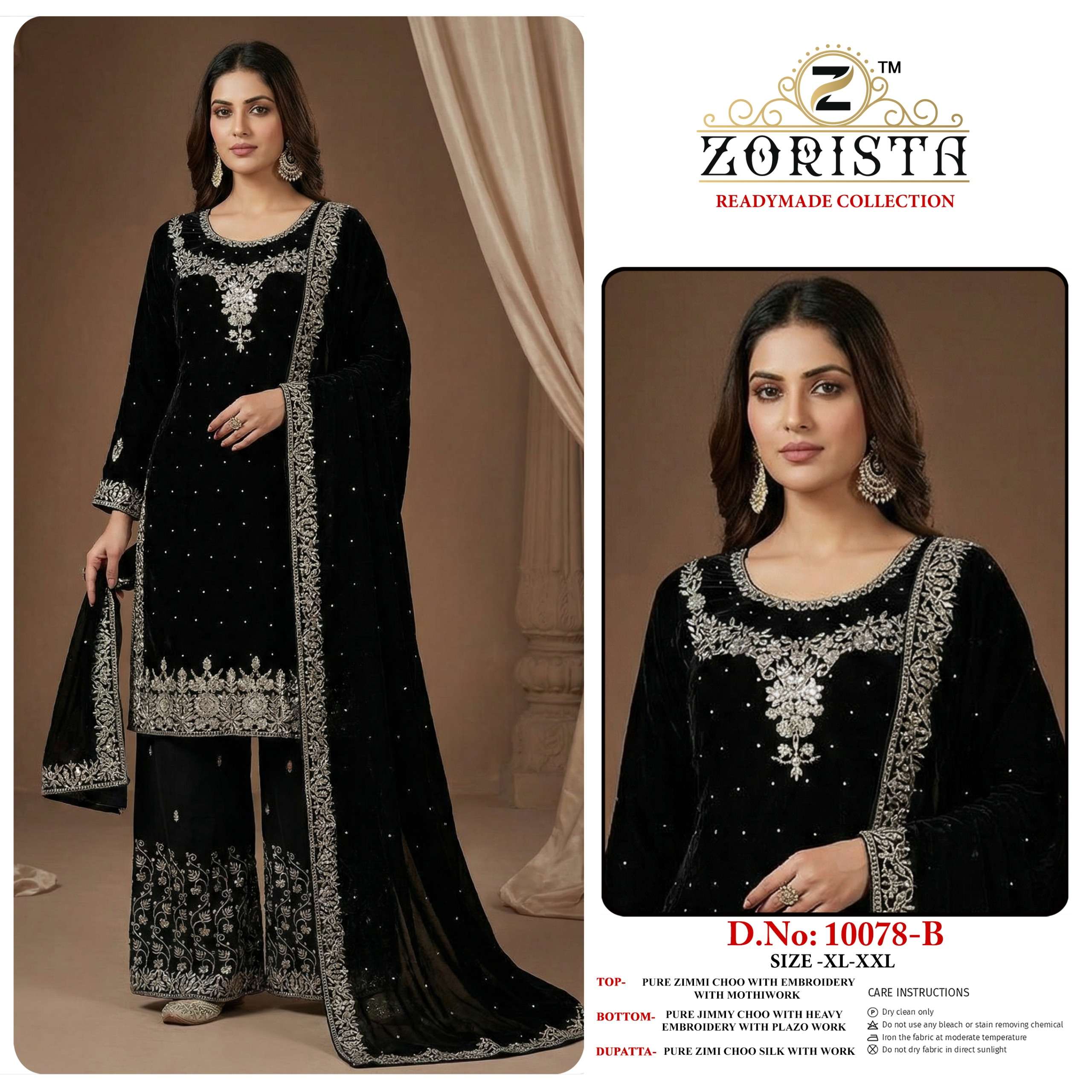 ZORISTA D NO 10078 SILK EMBROIDERY DESIGNER READY MADE PAKISTANI SUITS 