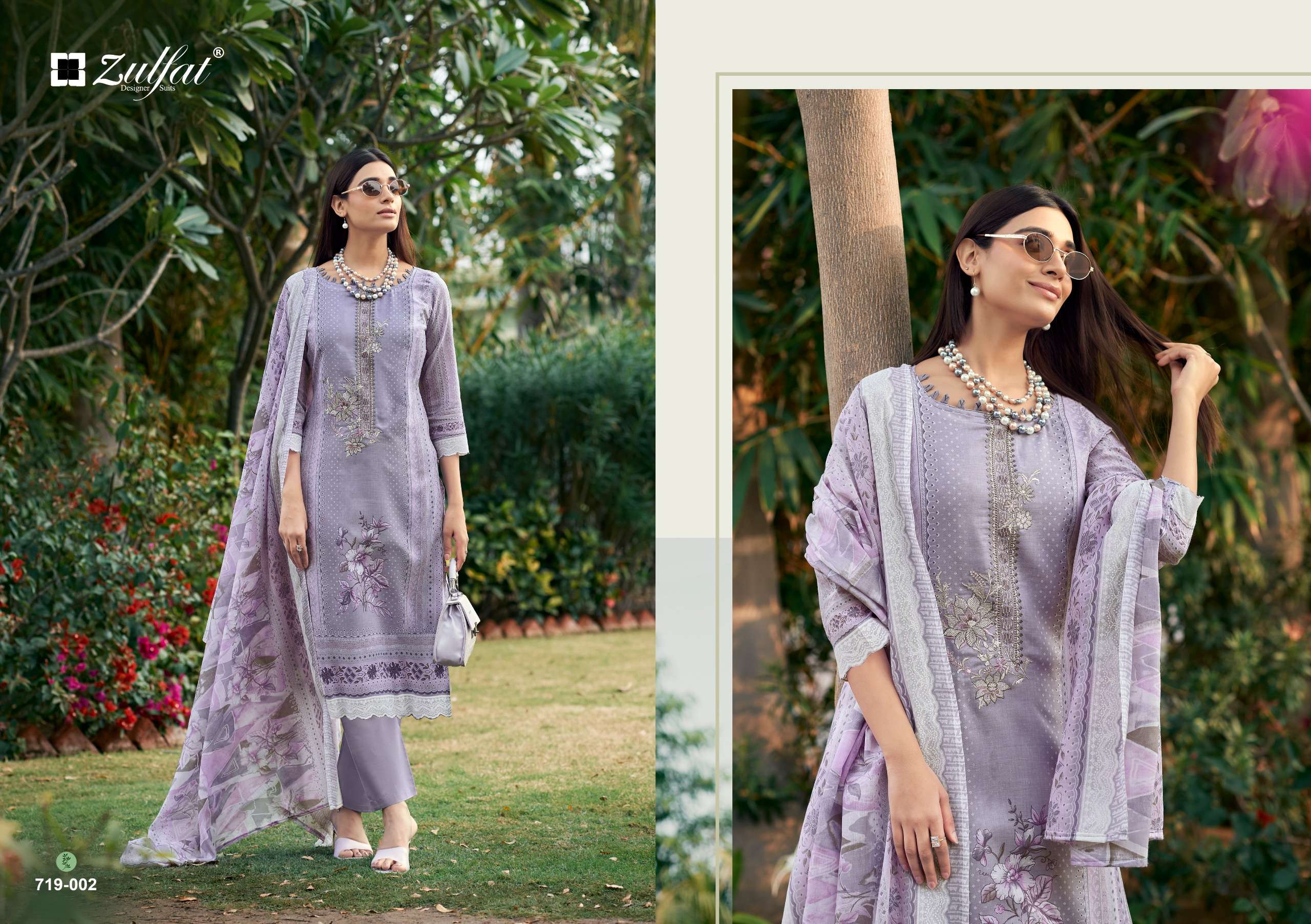 ZULFAT DESIGNER SUITS FIRDAUS COTTON PRINT WITH FANCY WORK SUIT