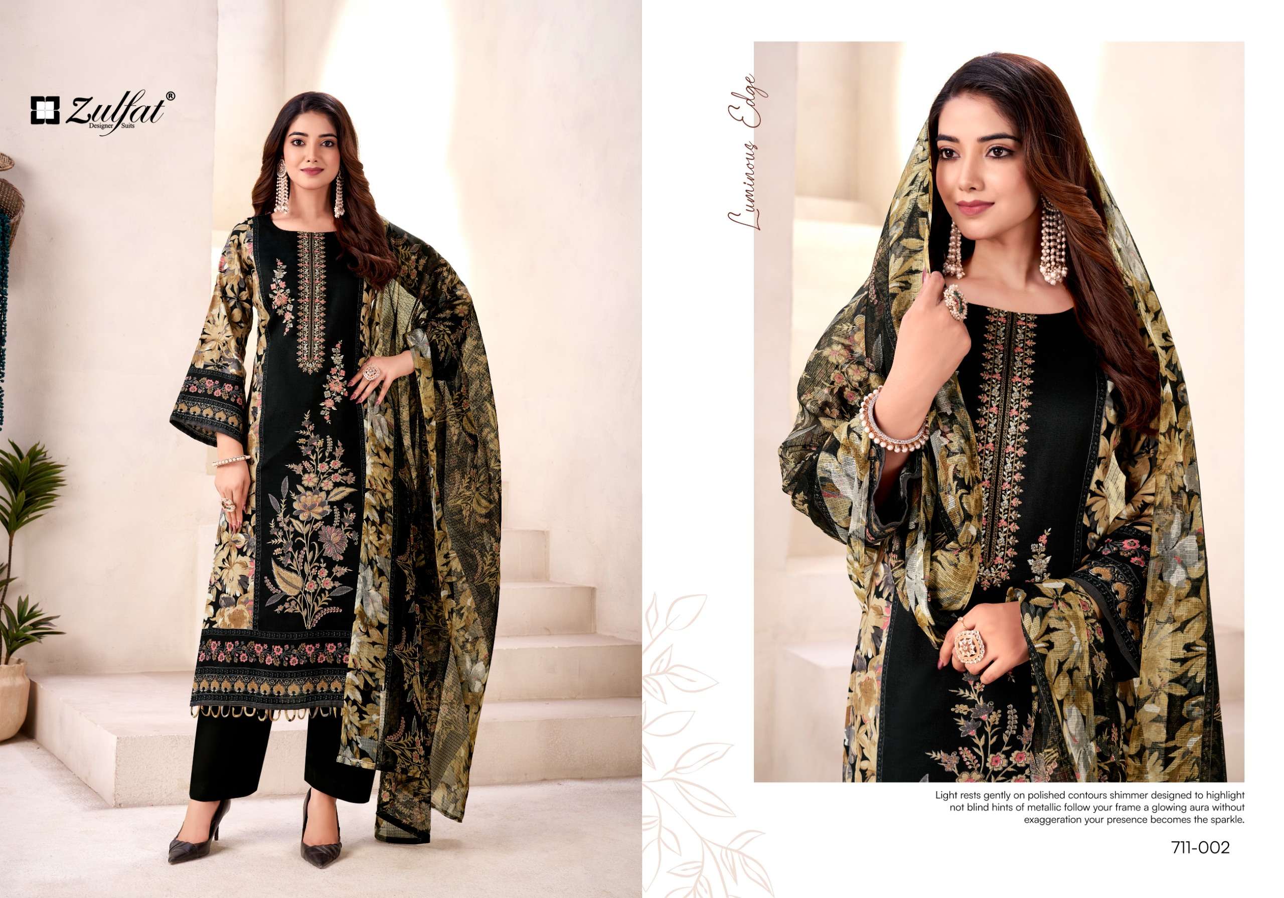 ZULFAT DESIGNER SUITS NASEERA JAM COTTON PRINT WITH FANCY EMBROIDERY WORK SUIT