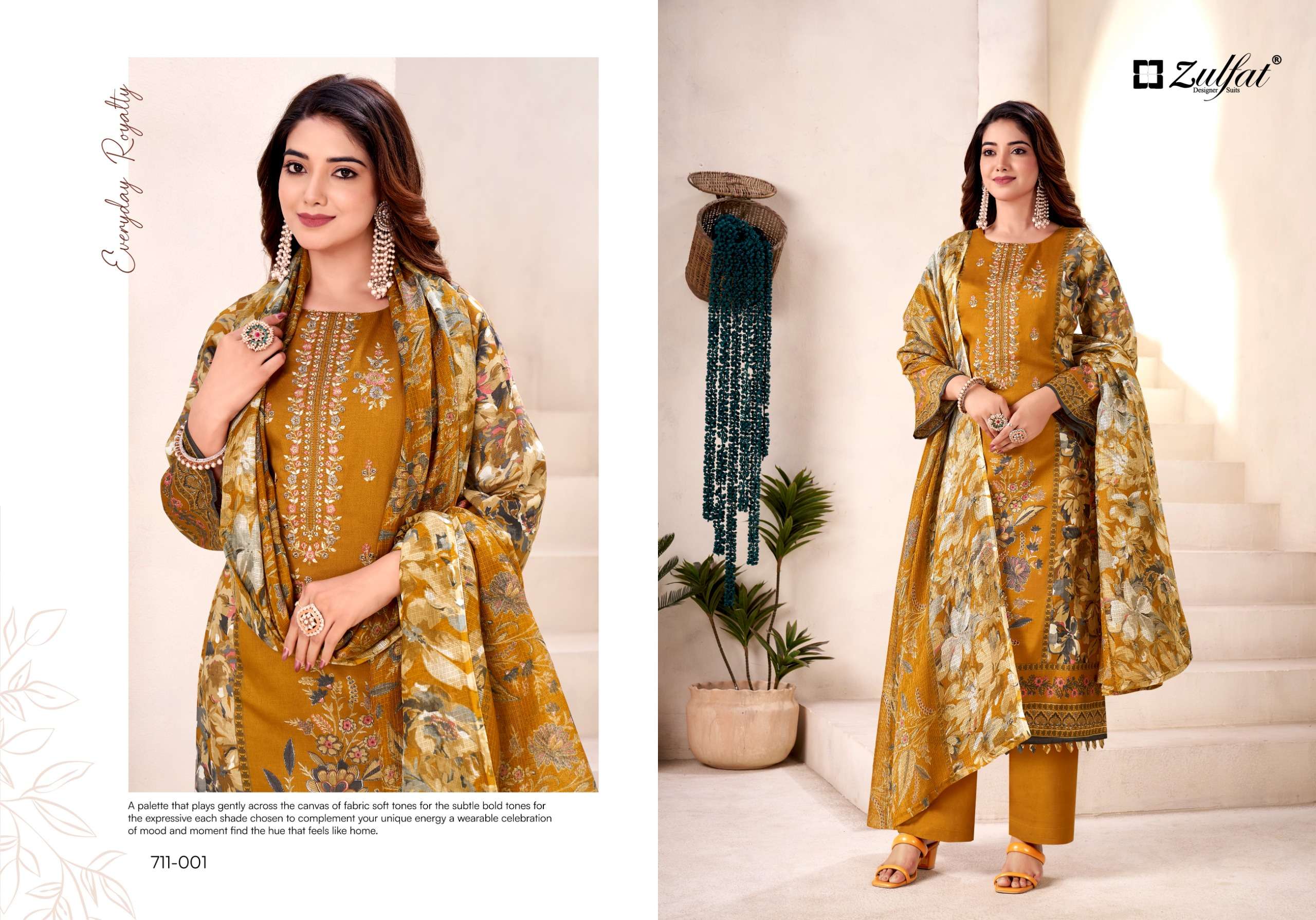 ZULFAT DESIGNER SUITS NASEERA JAM COTTON PRINT WITH FANCY EMBROIDERY WORK SUIT