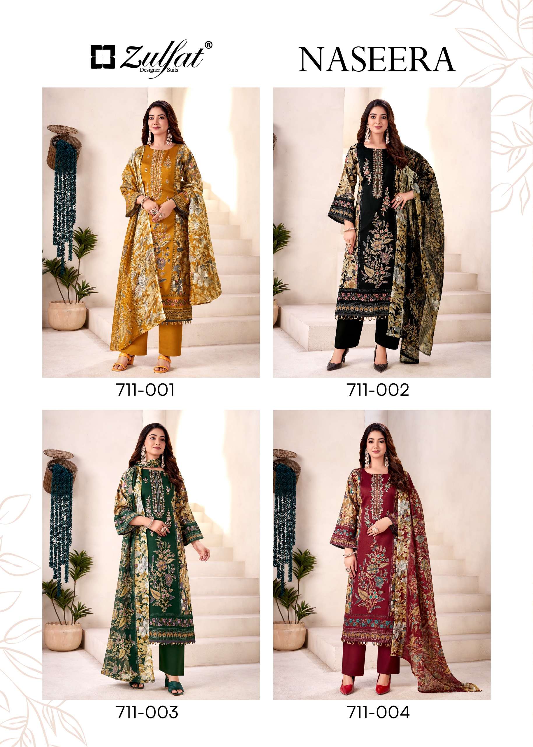 ZULFAT DESIGNER SUITS NASEERA JAM COTTON PRINT WITH FANCY EMBROIDERY WORK SUIT
