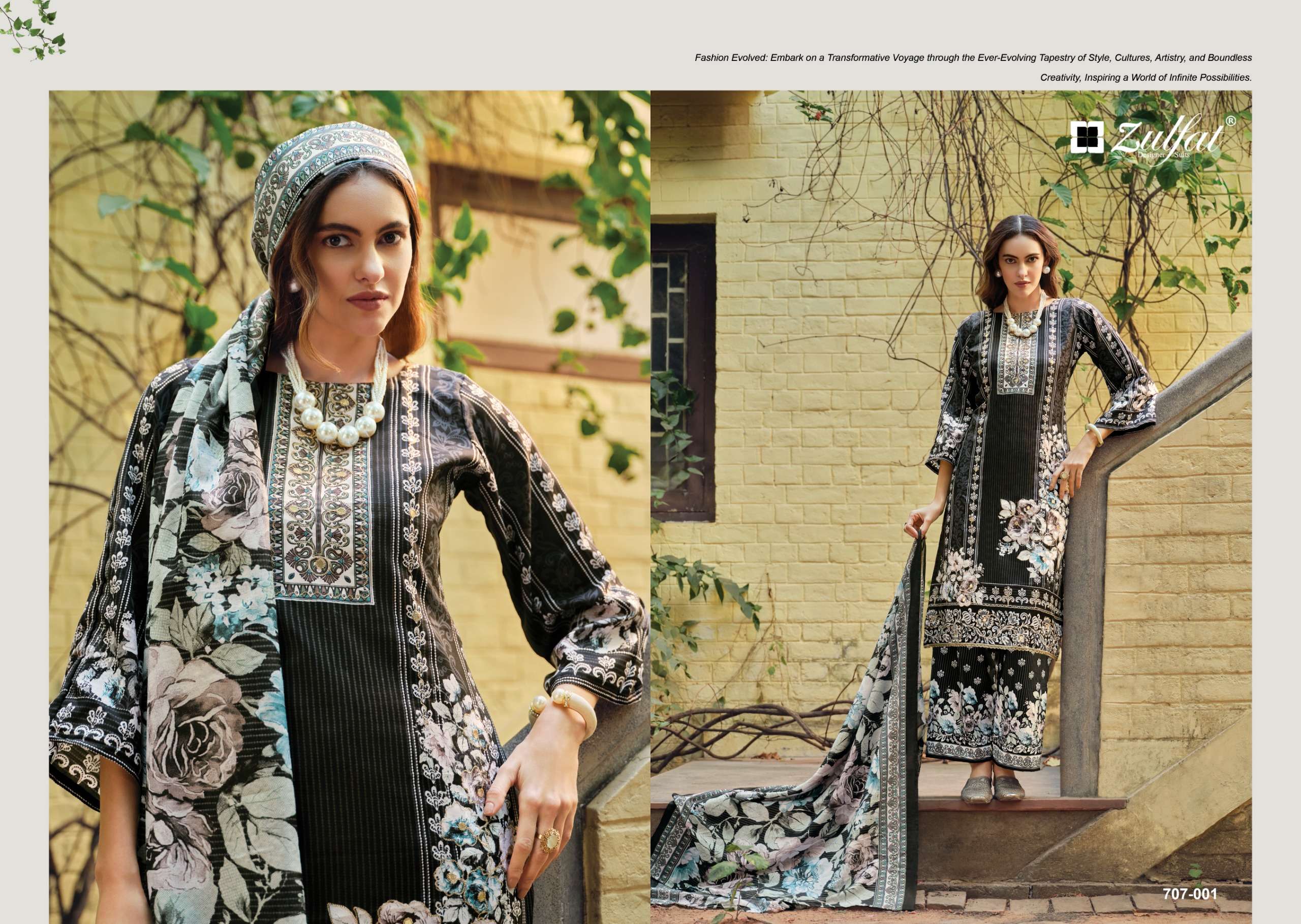 ZULFAT DESIGNER SUITS RUBINA RAYON DIGITAL PRINT WITH HAND WORK SUIT