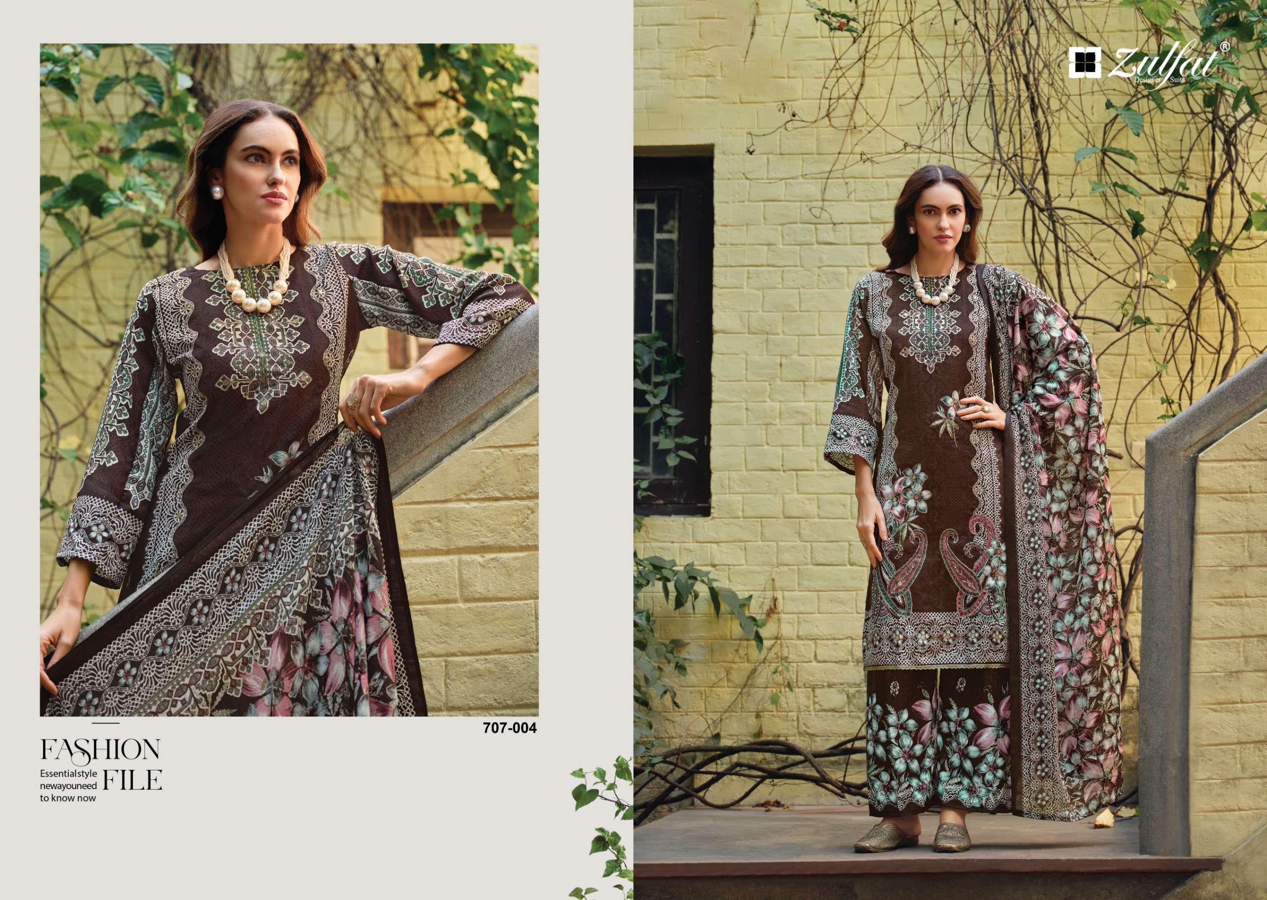 ZULFAT DESIGNER SUITS RUBINA RAYON DIGITAL PRINT WITH HAND WORK SUIT