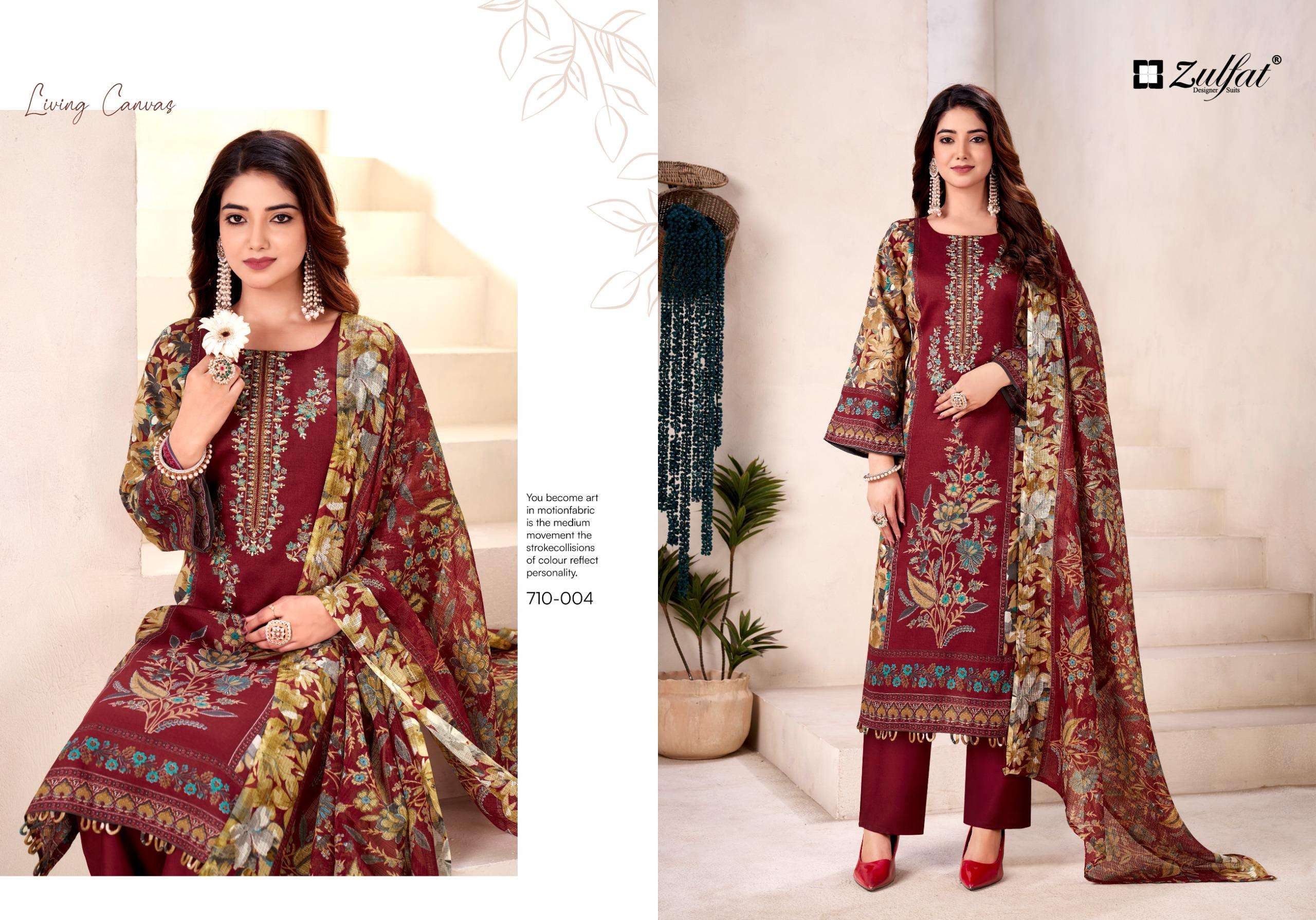 ZULFAT DESIGNER SUITS SAKINA JAM COTTON PRINT WITH FANCY EMBROIDERY WORK SUIT