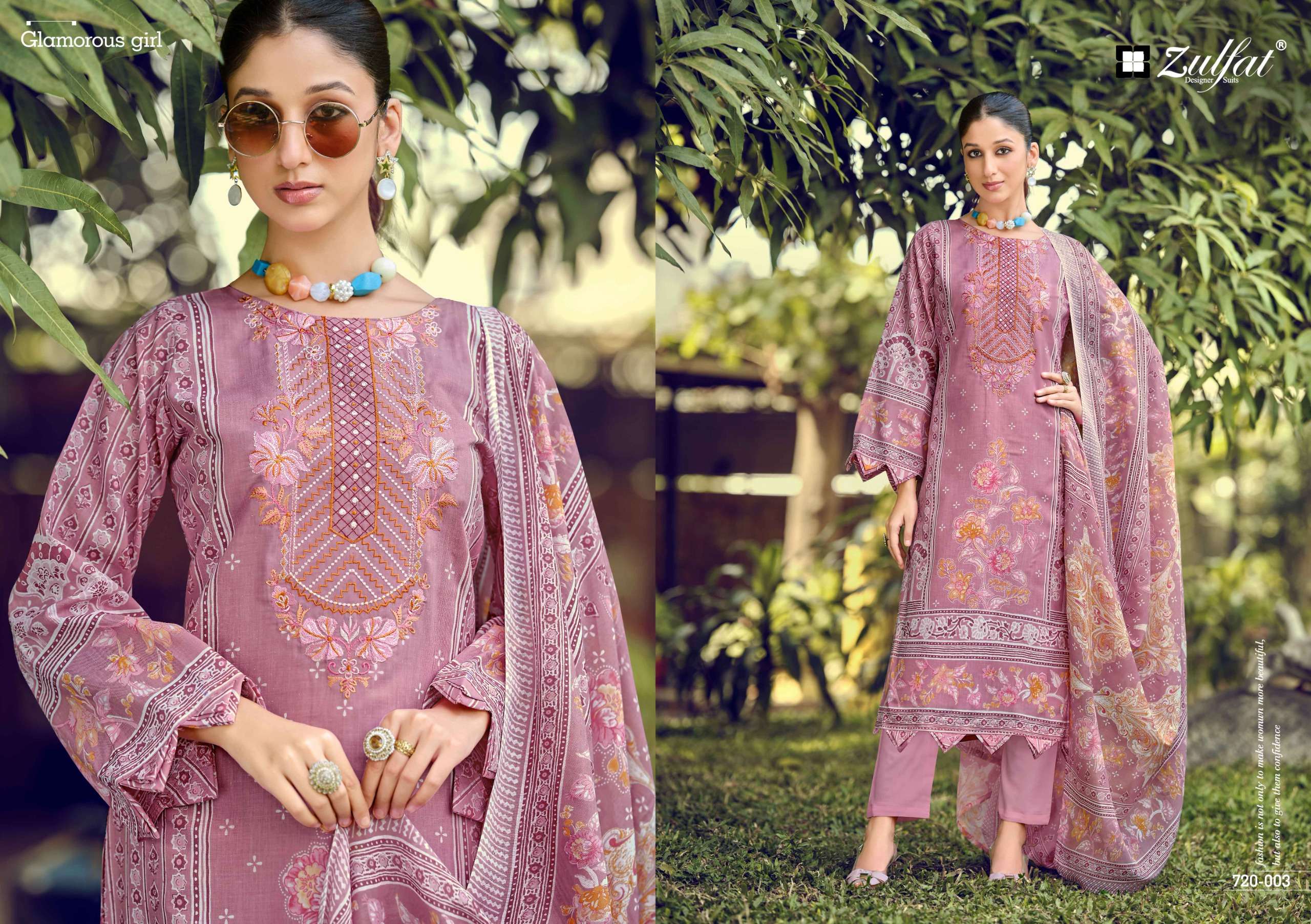 ZULFAT DESIGNER SUITS SANA SAFINA VOL 4 COTTON PRINT WITH FANCY WORK SUIT