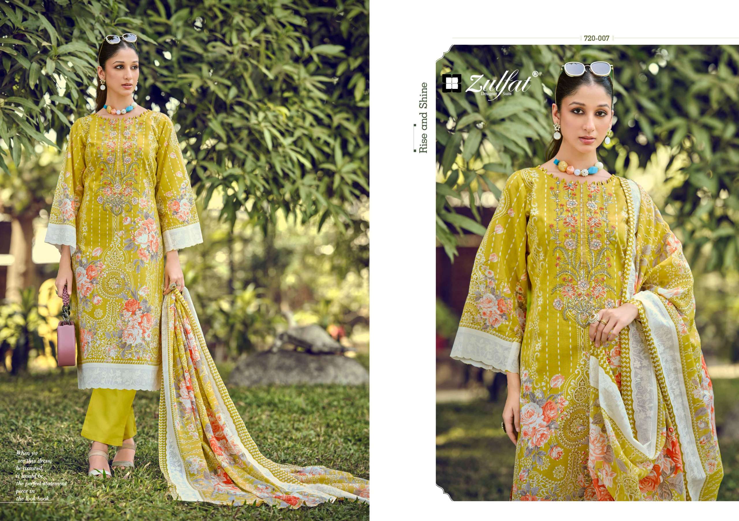 ZULFAT DESIGNER SUITS SANA SAFINA VOL 4 COTTON PRINT WITH FANCY WORK SUIT