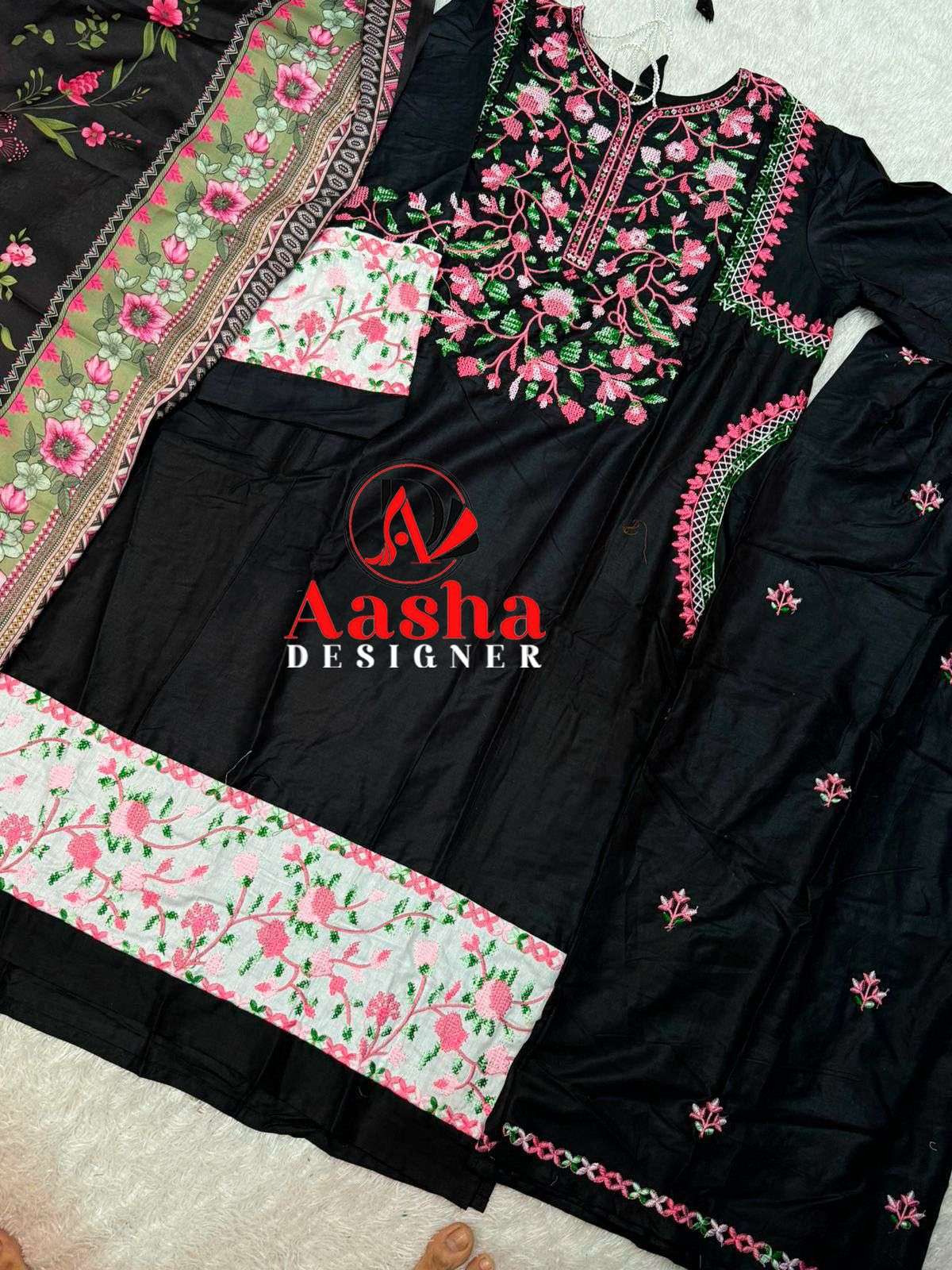 AASHA DESIGNER D NO 1192 RAYON PATCH EMBROIDERY WORK SALWAR KAMEEZ 
