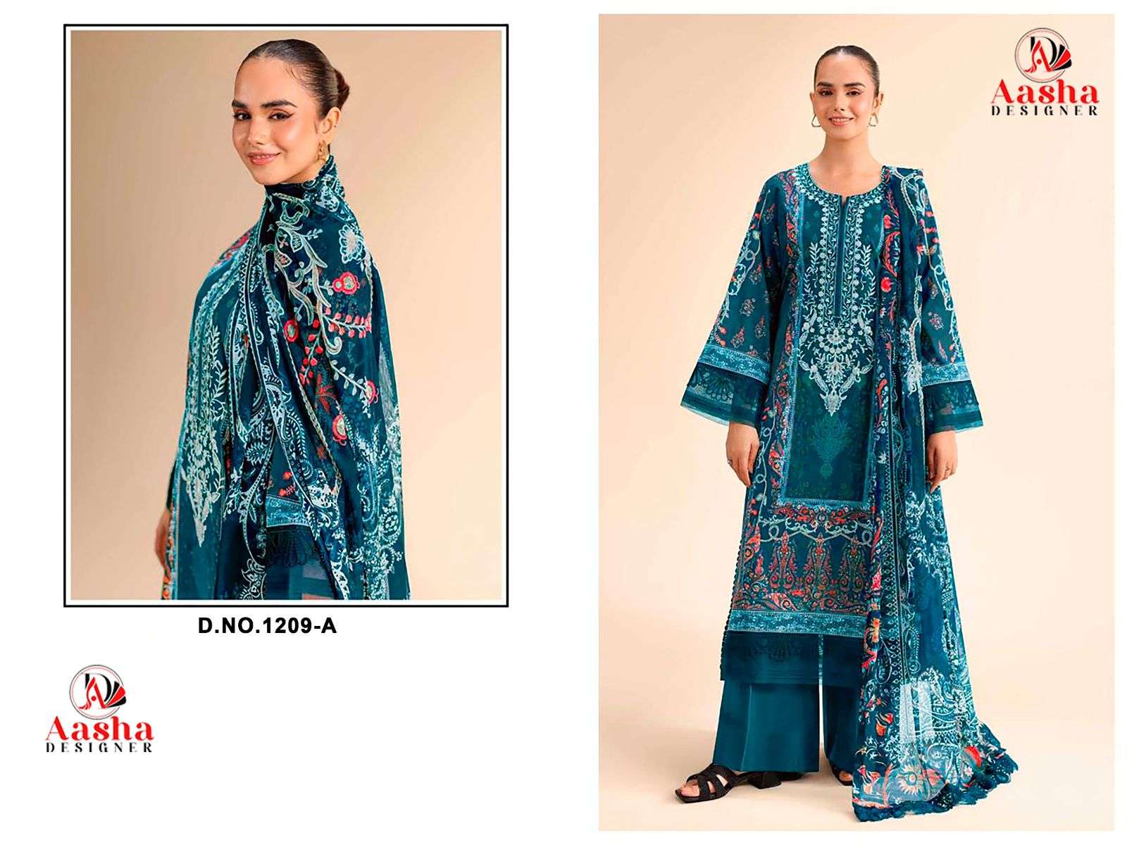 AASHA DESIGNER D NO 1209 COTTON PATCH EMBROIDERY WORK SALWAR KAMEEZ
