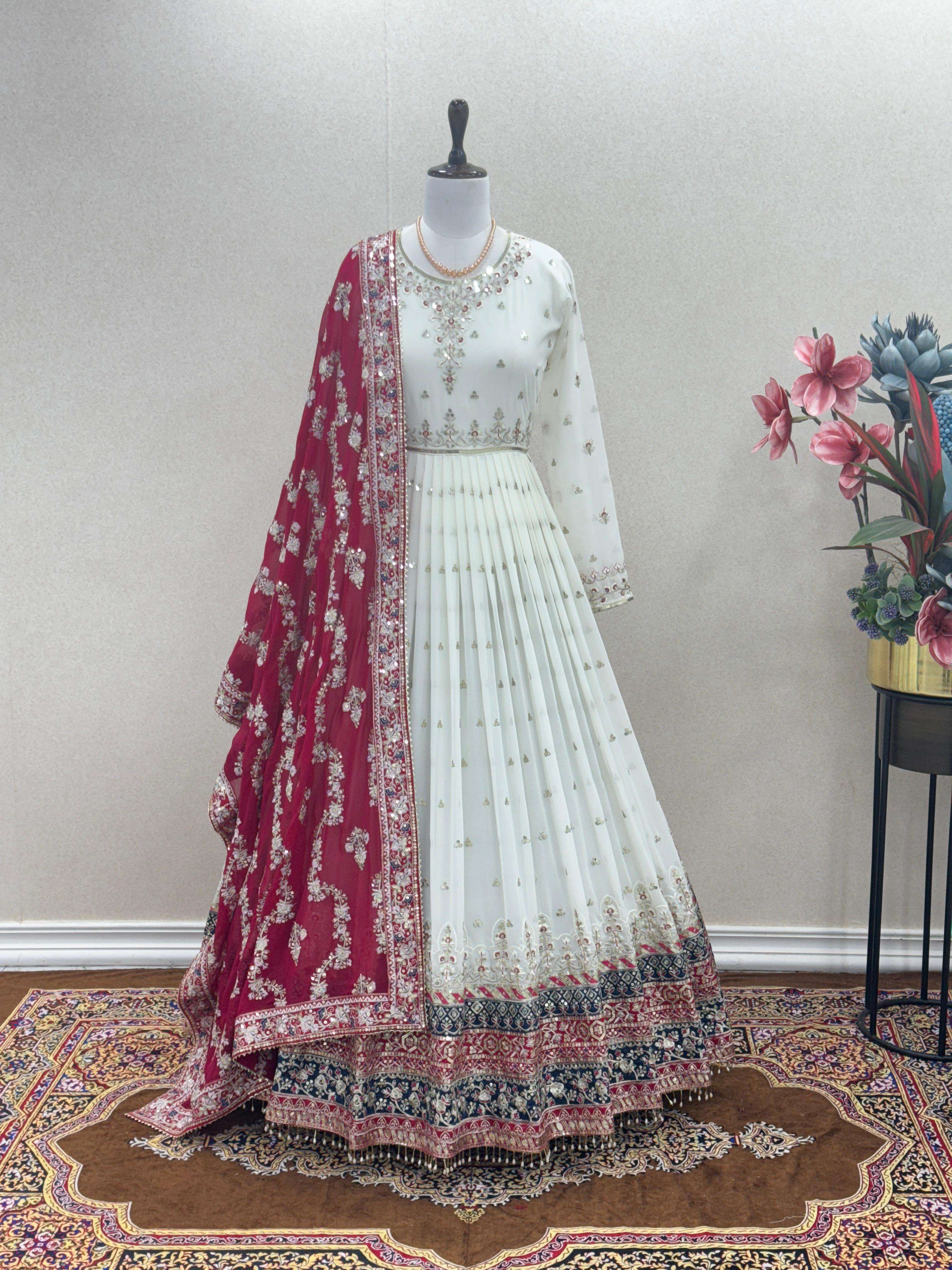  AD 176 GEORGETTE HEAVY EMBROIDERED DESIGNER PARTY WEAR GOWN SUIT