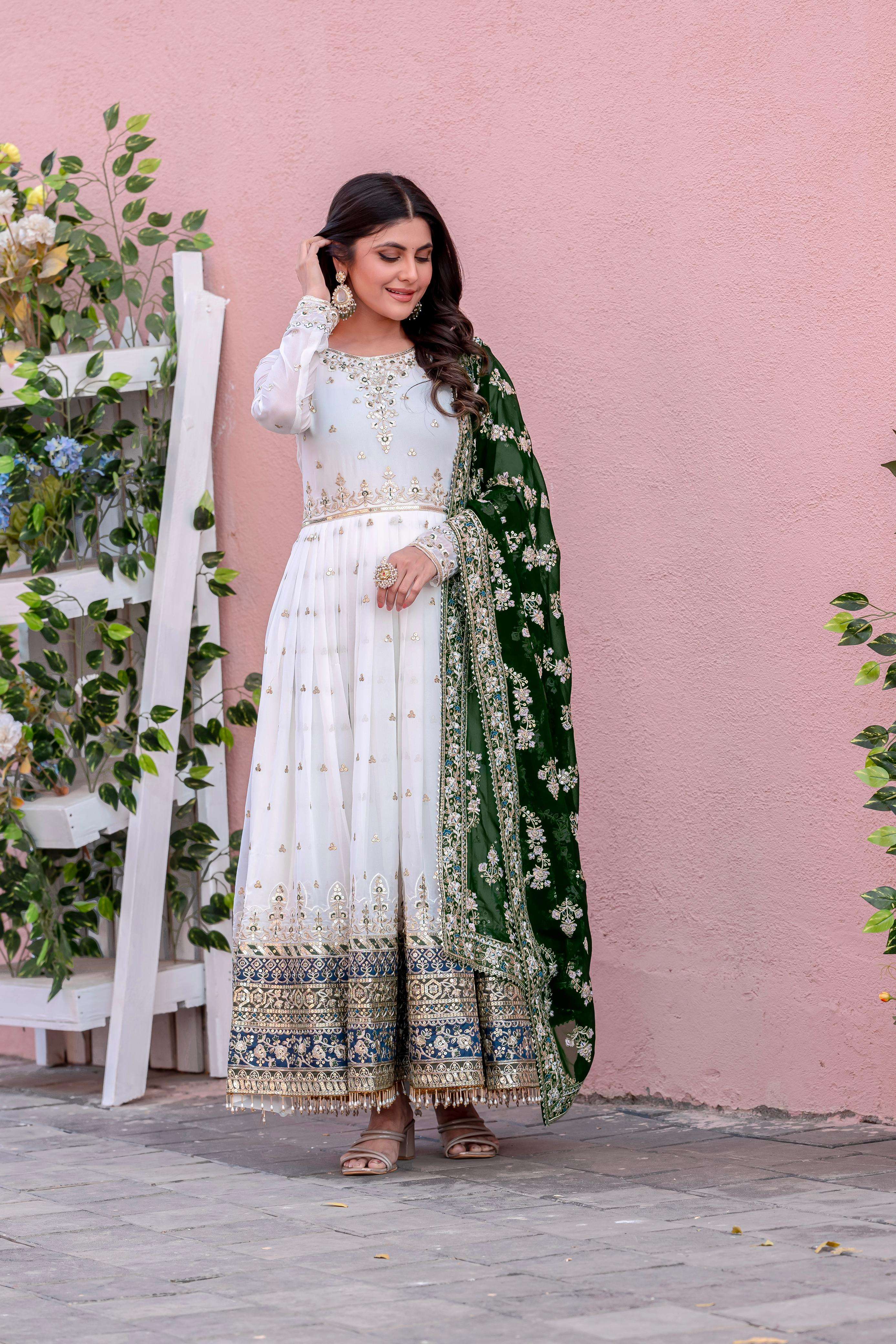  AD 176 GEORGETTE HEAVY EMBROIDERED DESIGNER PARTY WEAR GOWN SUIT