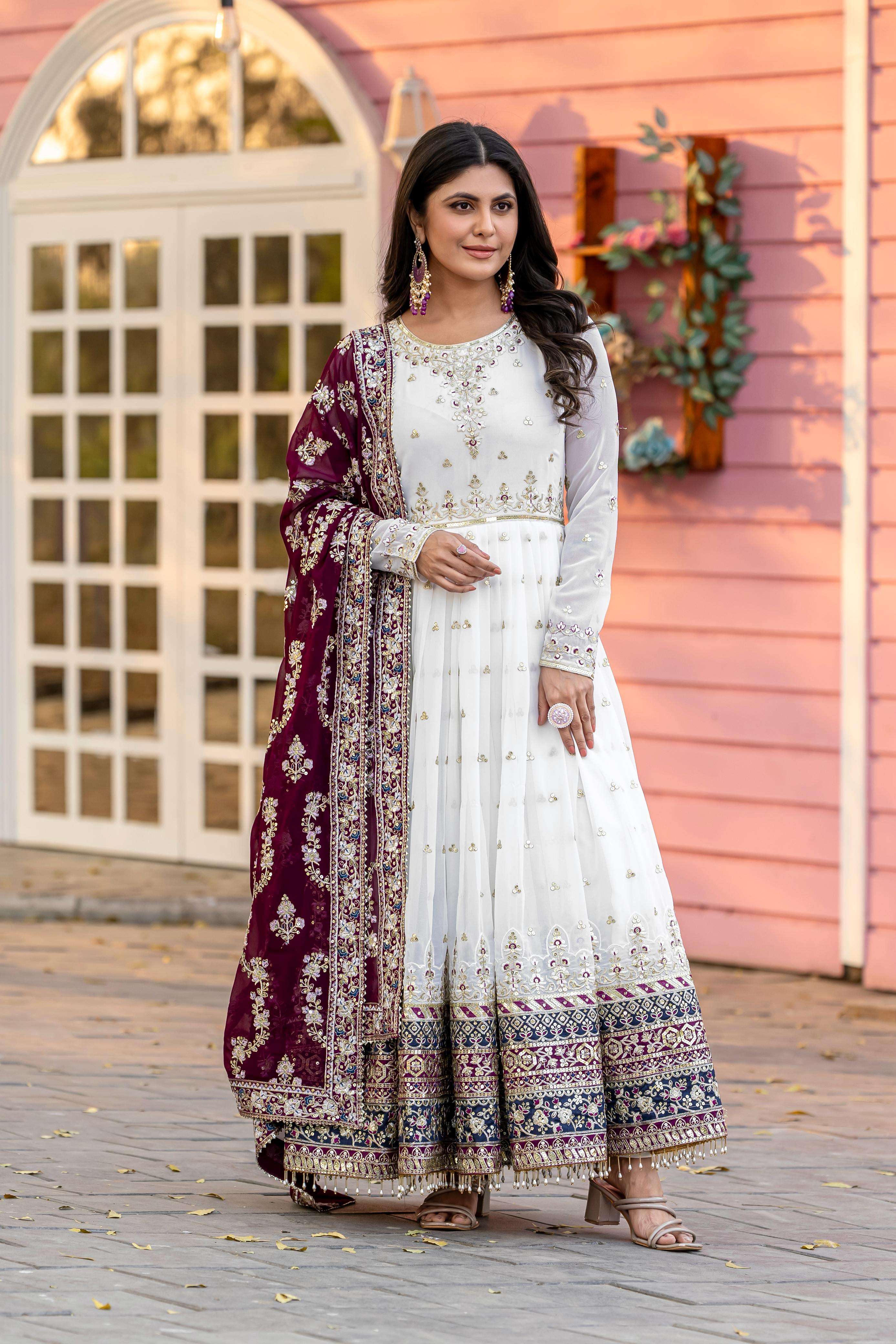  AD 176 GEORGETTE HEAVY EMBROIDERED DESIGNER PARTY WEAR GOWN SUIT