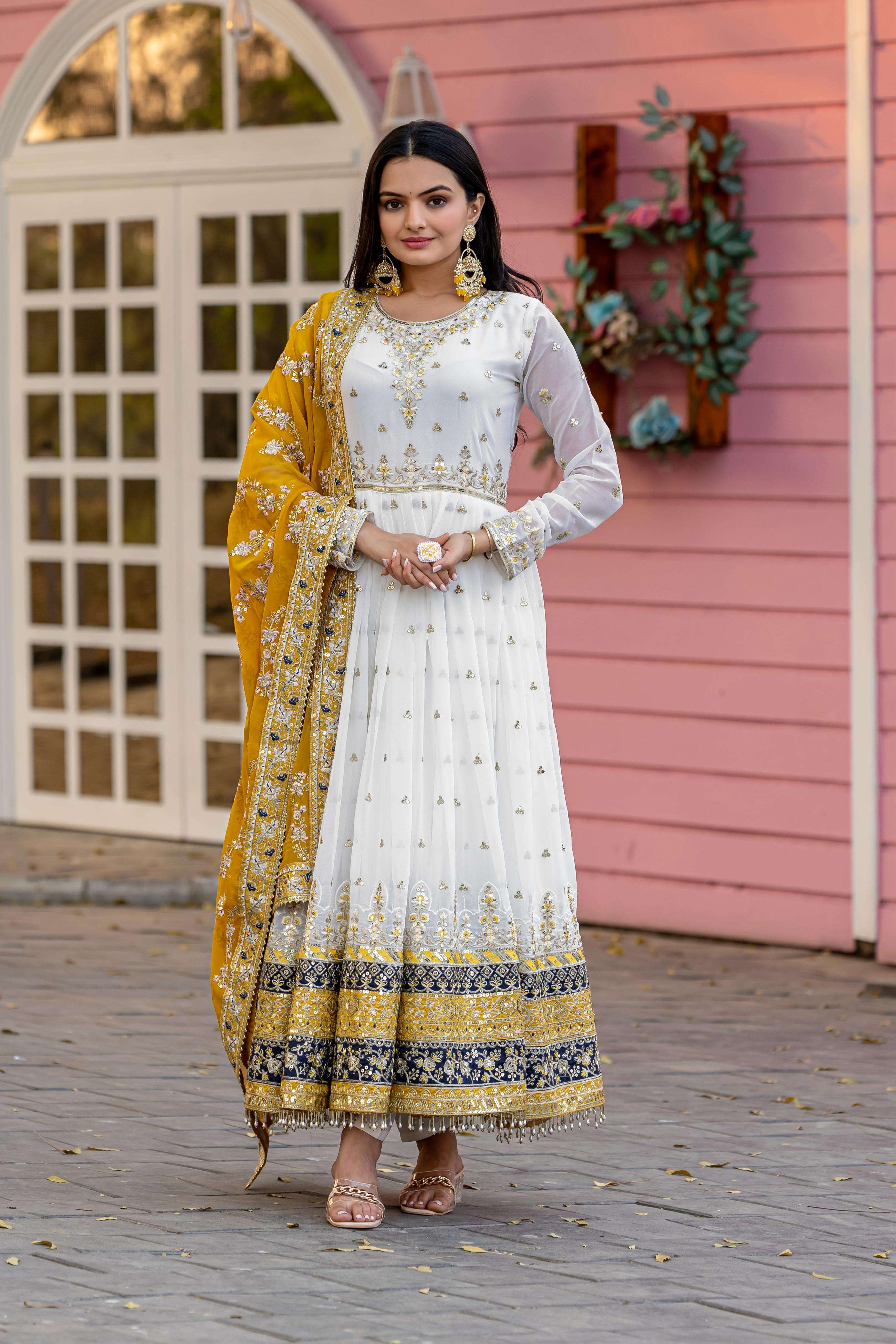  AD 176 GEORGETTE HEAVY EMBROIDERED DESIGNER PARTY WEAR GOWN SUIT